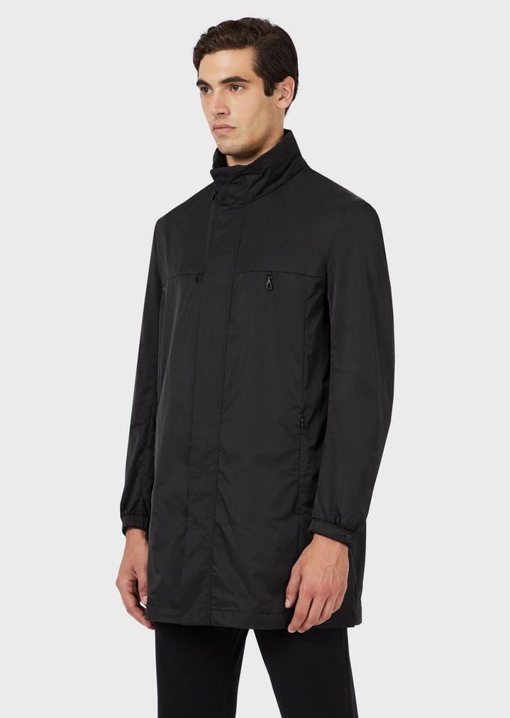 Emporio Armani Synthetic Trench Coat in Black for Men - Lyst