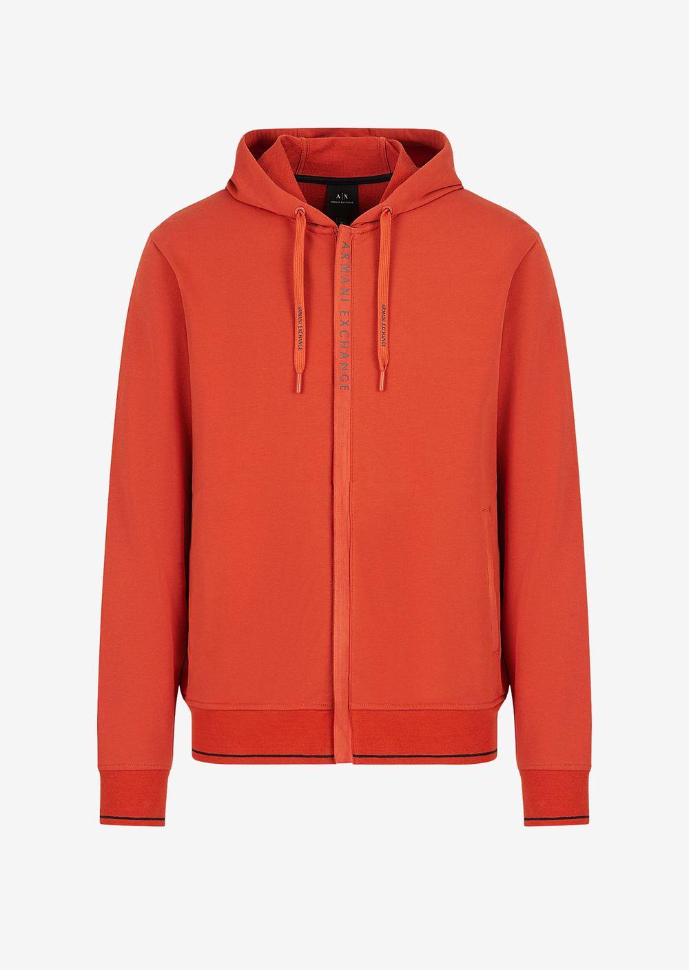 Armani Exchange Zip Up Hooded Sweatshirt in Red for Men | Lyst