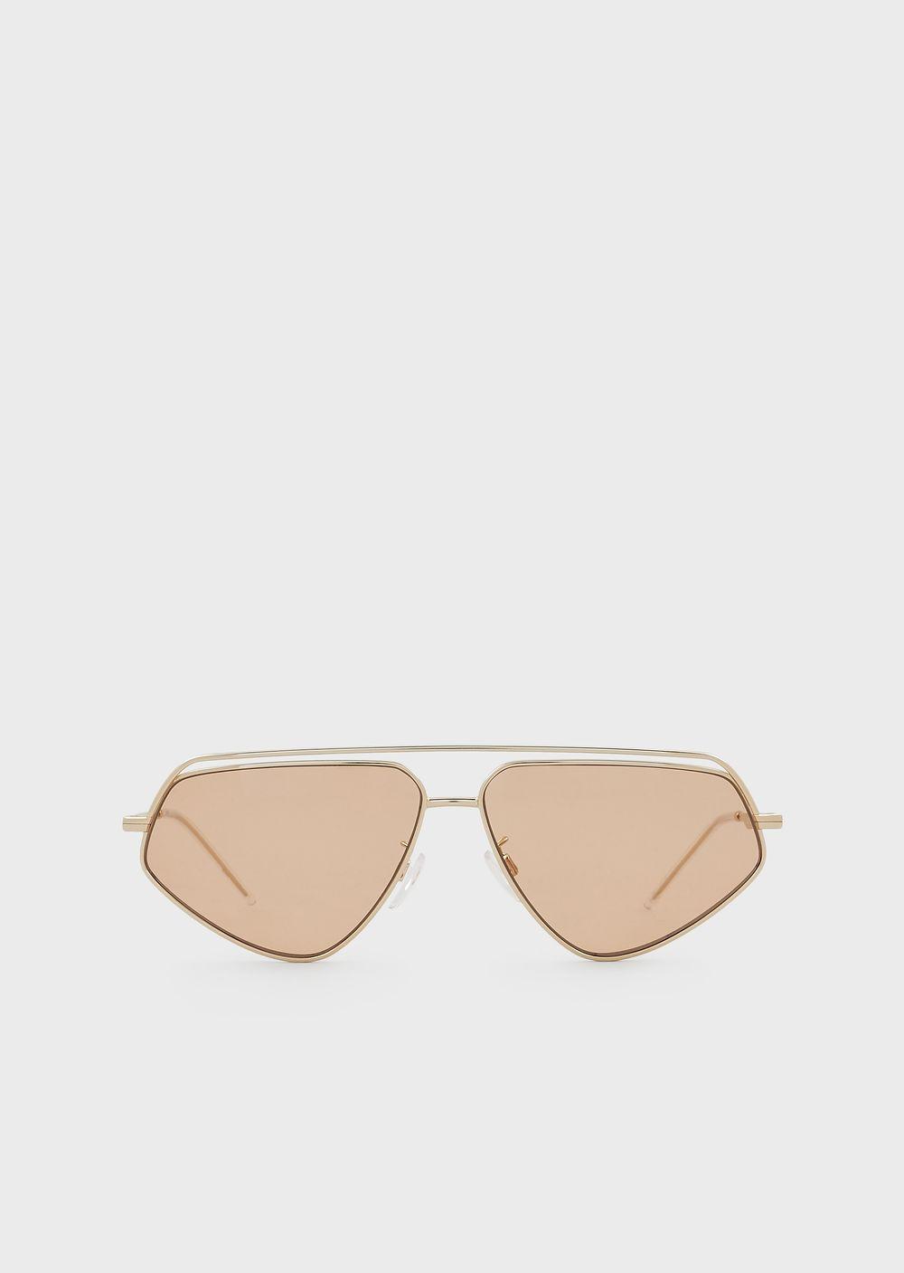 Emporio Armani Rubber Irregular-shaped Men's Sunglasses in Gold ...
