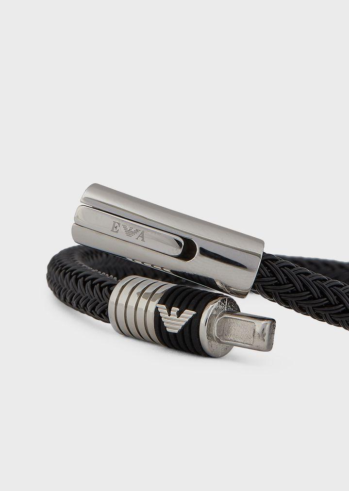 Emporio Armani Leather Bracelet in Black for Men Lyst