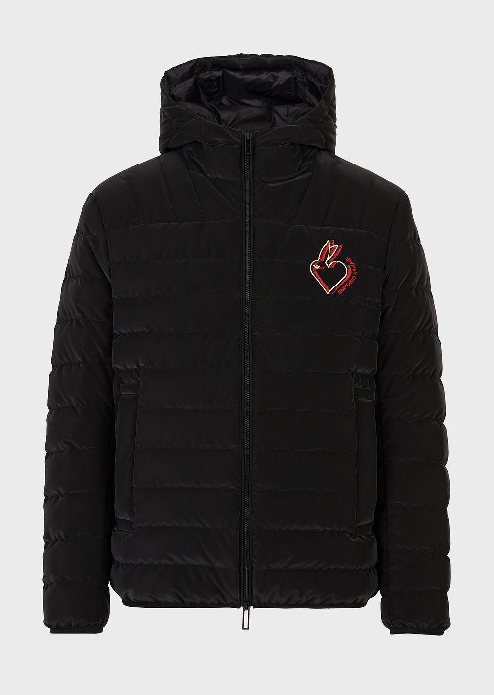 Emporio Armani Lunar New Year Quilted Nylon Down Jacket With Hood in