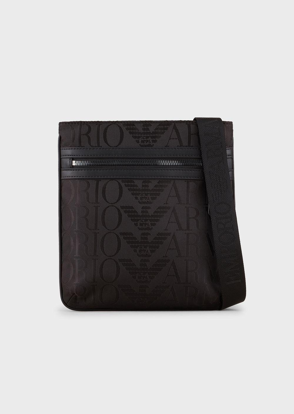 Emporio Armani All Over Logo Crossbody Bag in Black for Men | Lyst