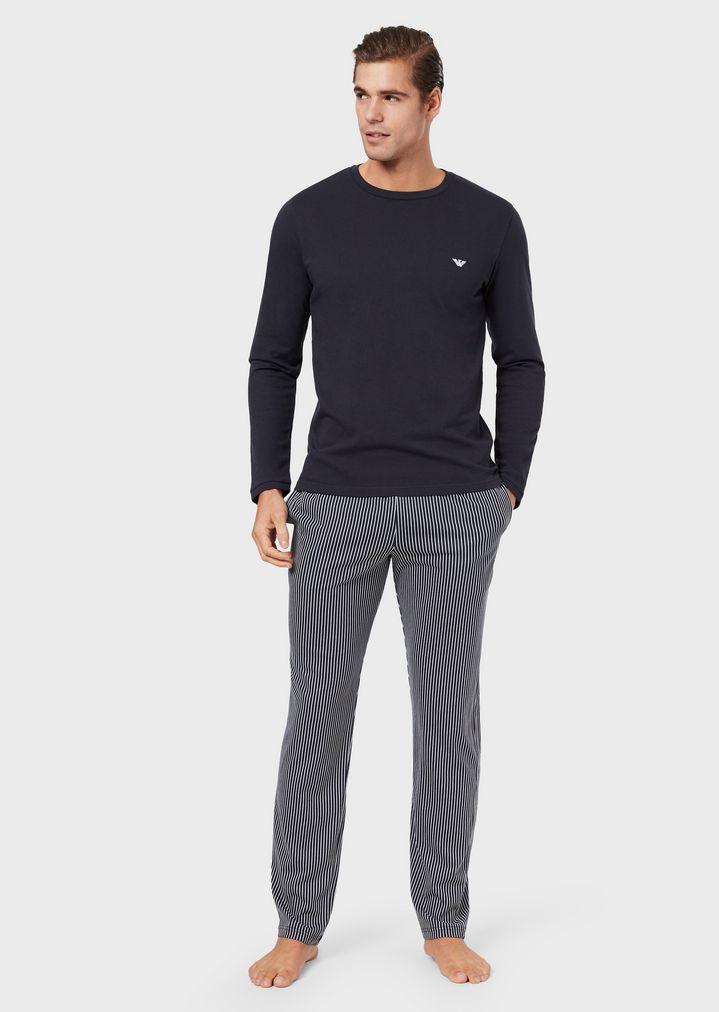 Emporio Armani Cotton Pajamas in Navy Blue (Blue) for Men Lyst
