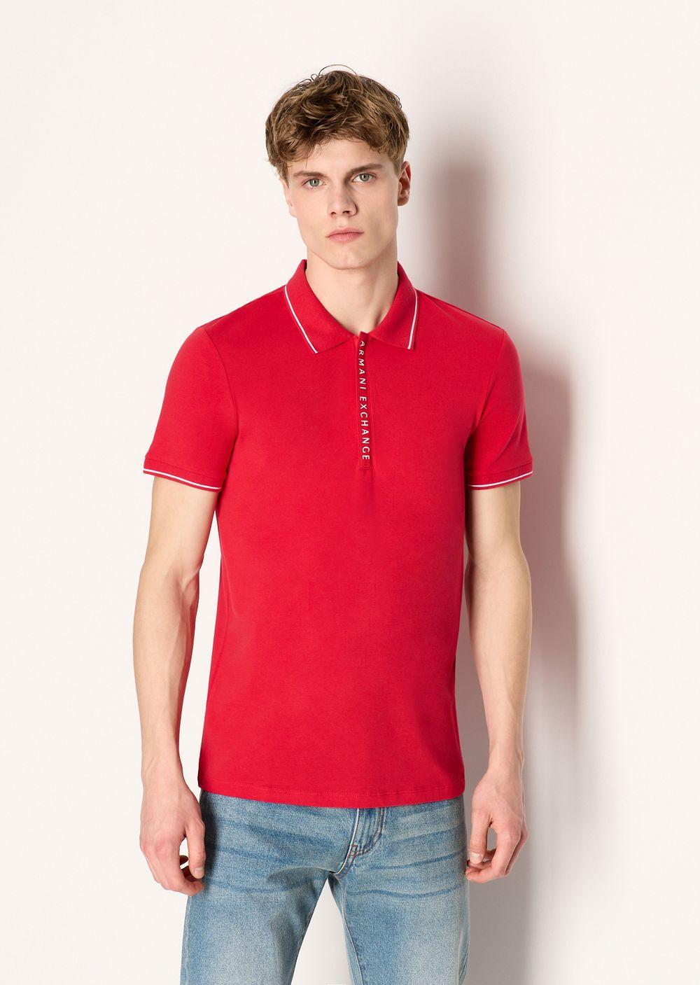 Armani Exchange Stretch Jersey Slim Fit Polo Shirt in Red for Men | Lyst
