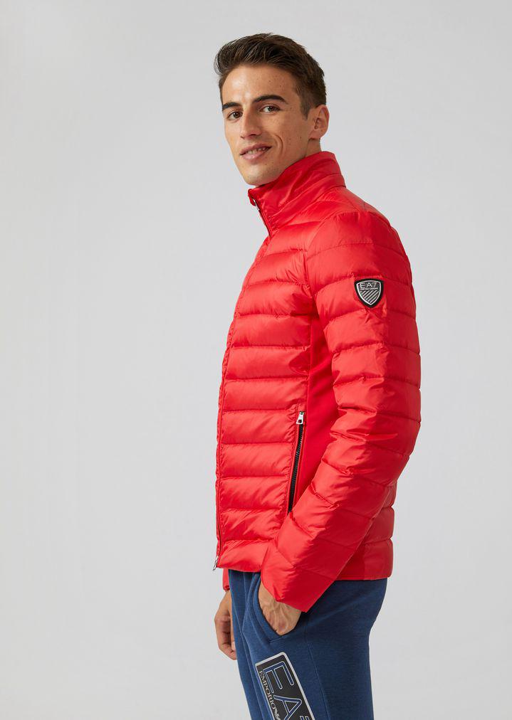 red armani puffer jacket