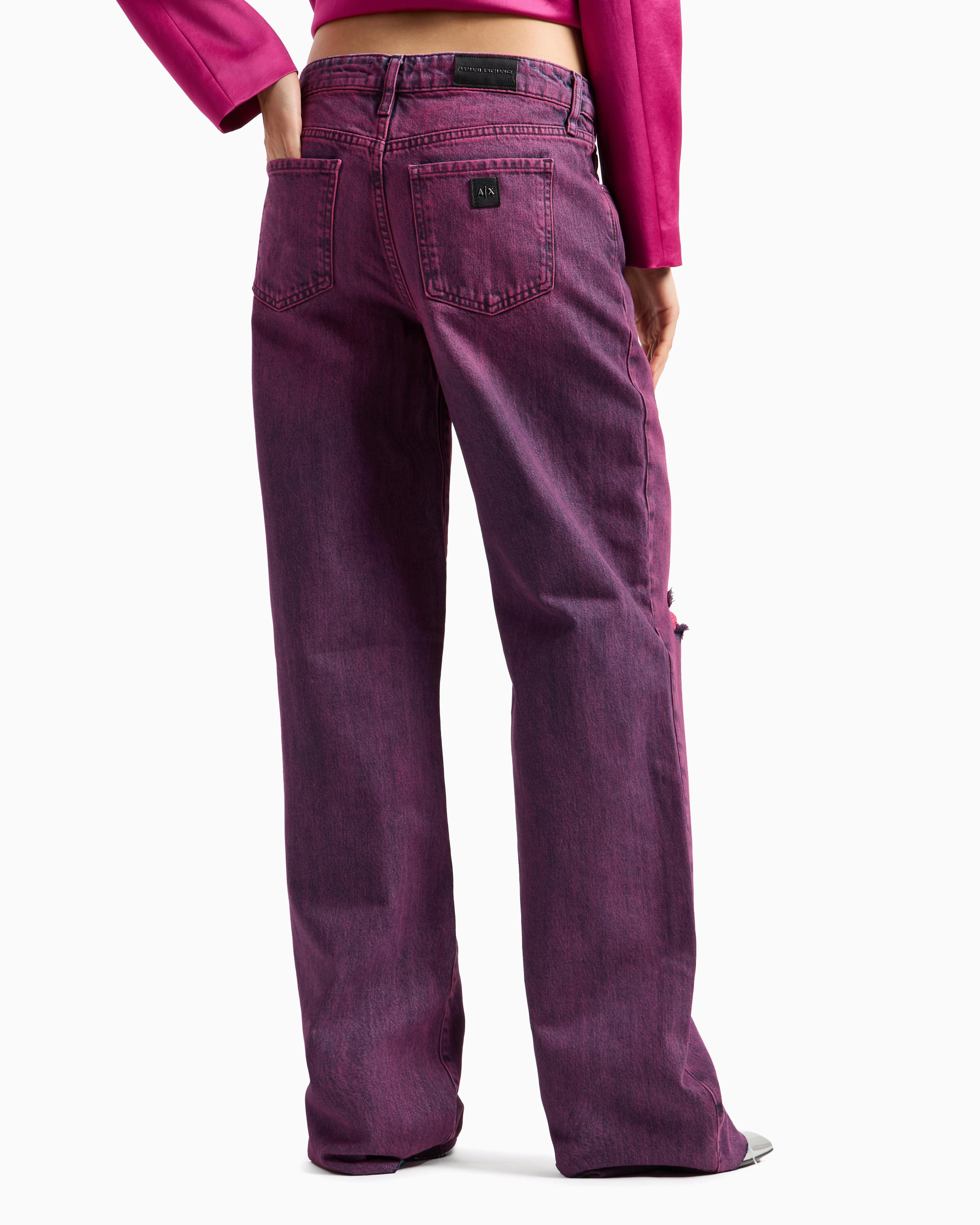 パンツ archive ARMANI faded purple denim ARMANI EXCHANGE Low Rise Relaxed Fit Special Glitter Wash Jeans in