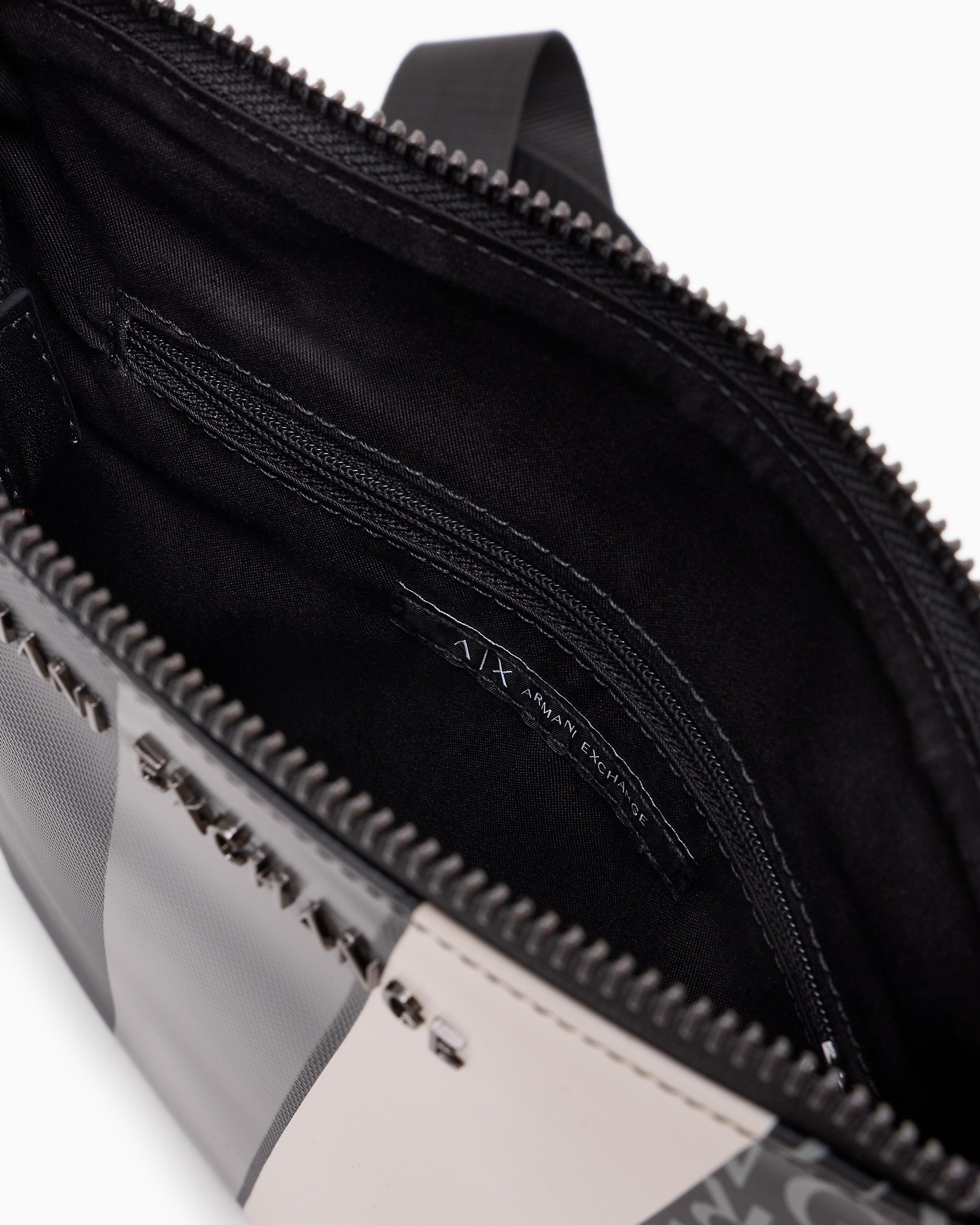 ARMANI EXCHANGE Monogram And Stripe Flat Shoulder Bag in