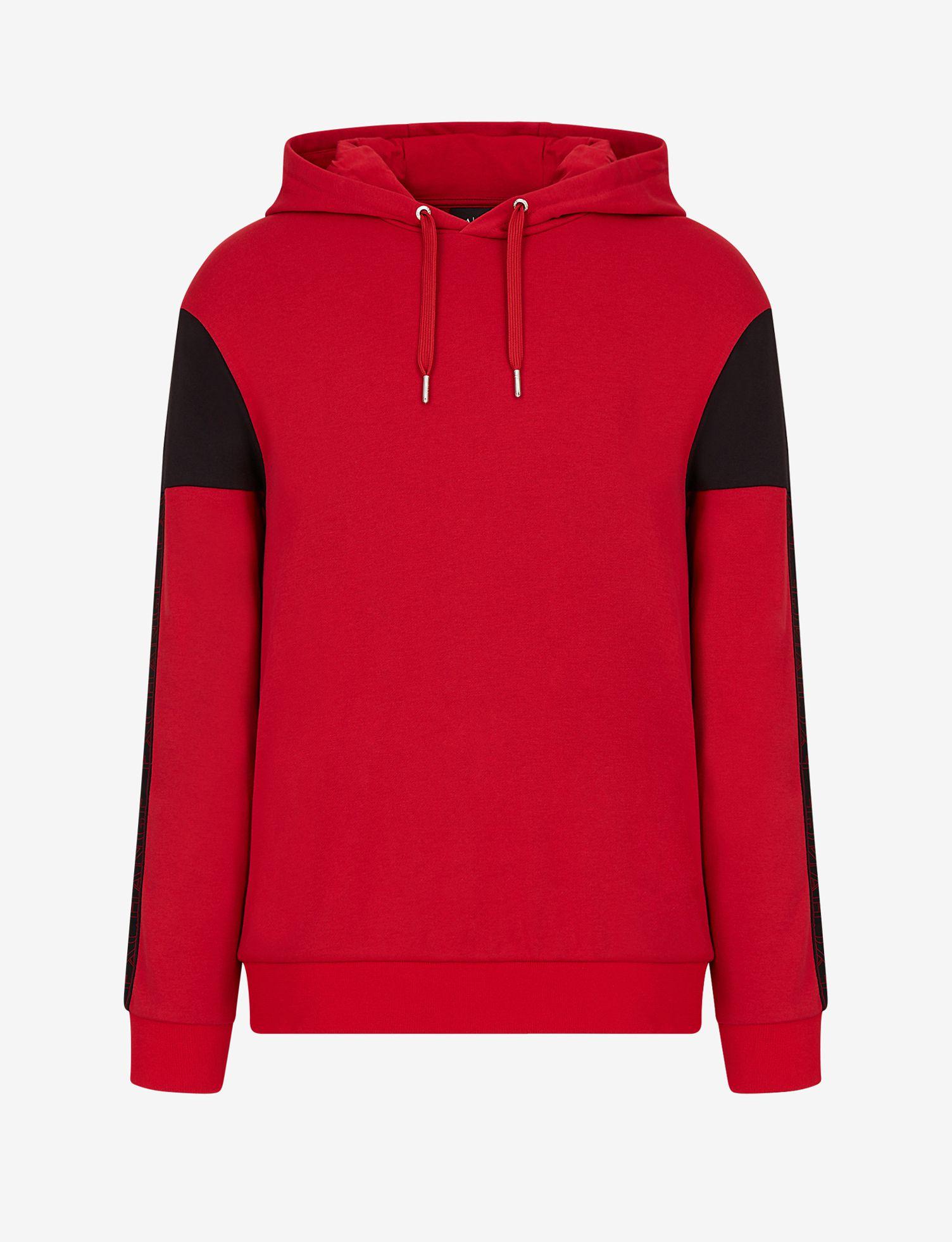 Armani Exchange Cotton Hooded Logo Tape Sweatshirt in Red for Men Lyst