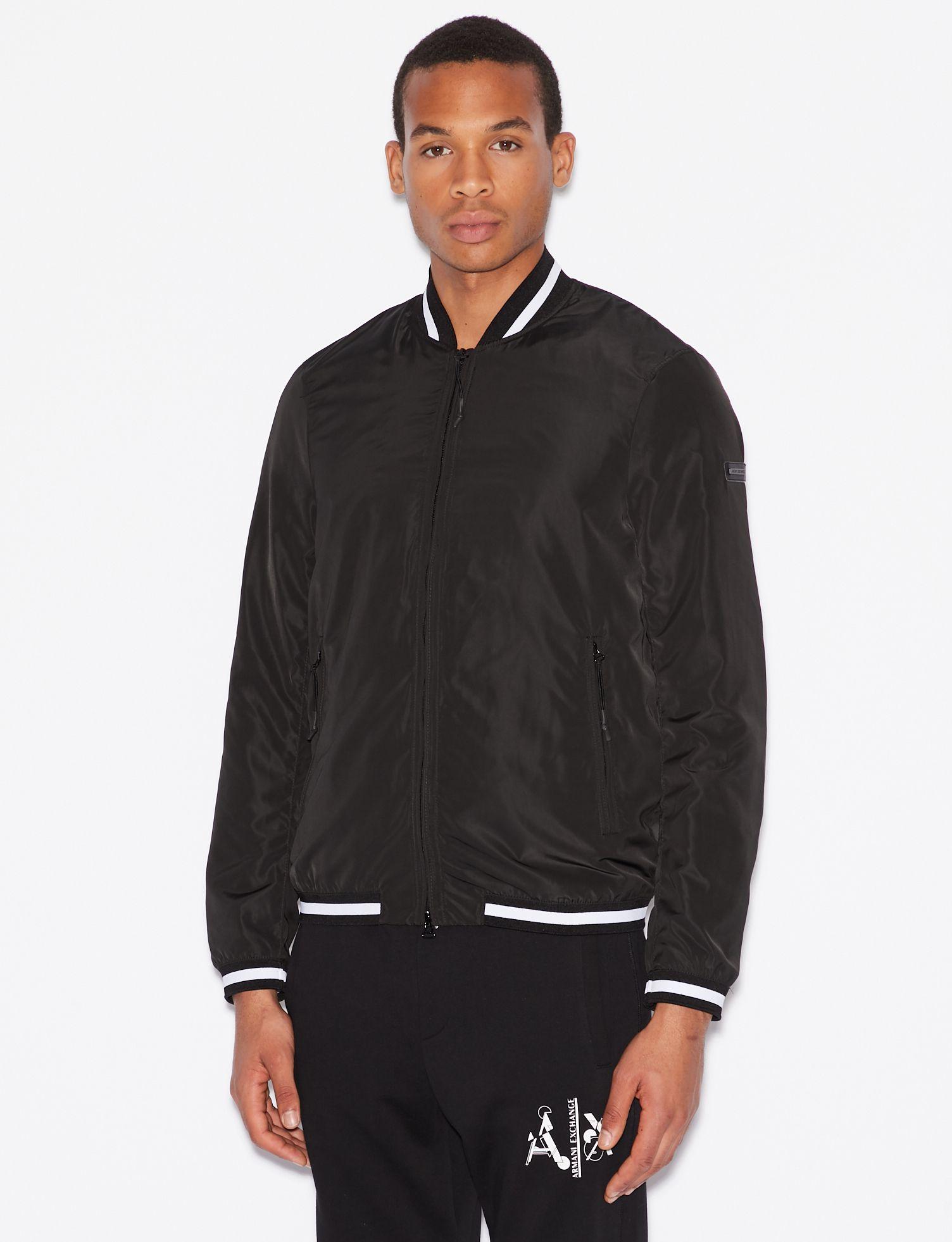 Armani Exchange Synthetic Knit-trim Bomber Jacket in Black for Men - Lyst