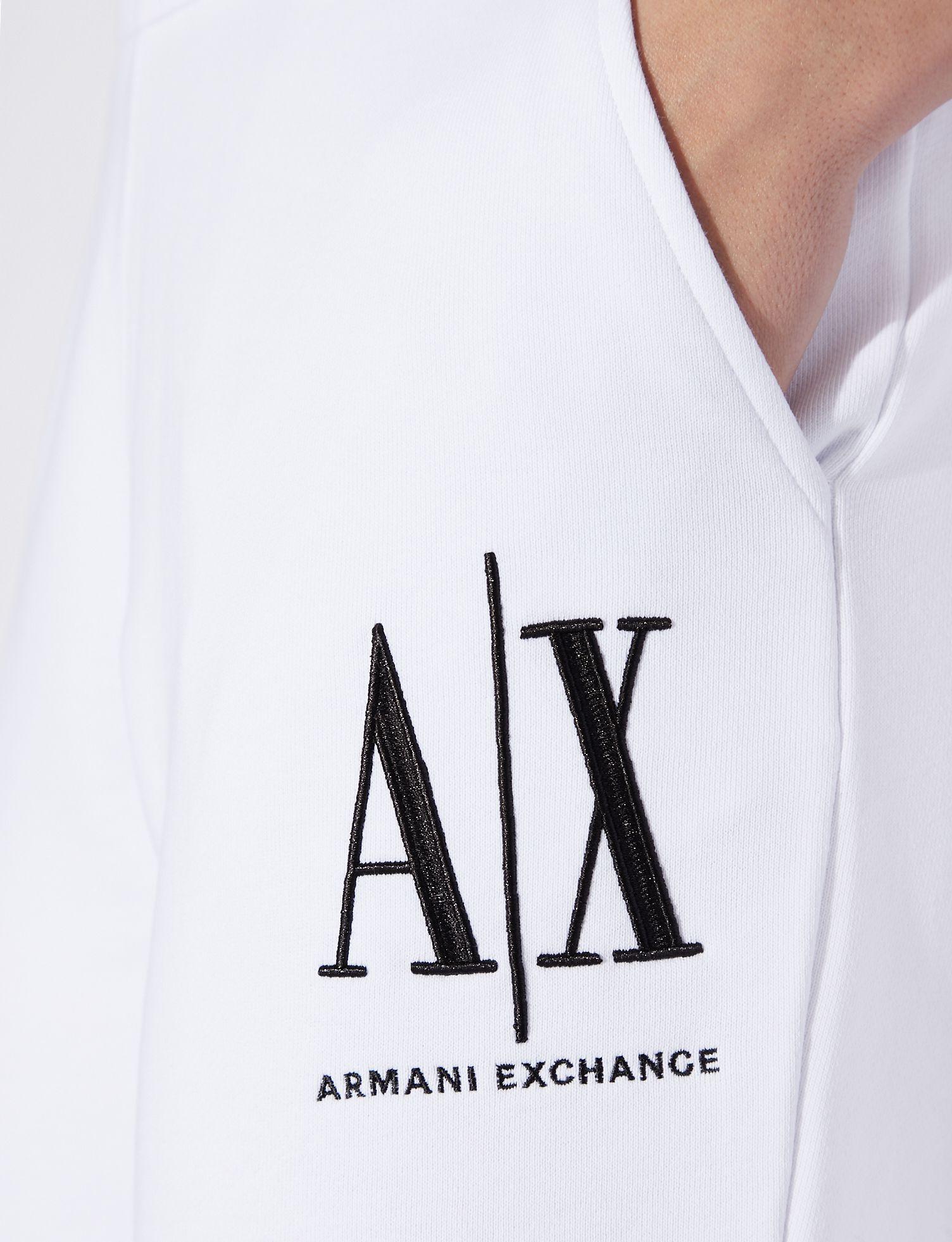 Armani Exchange Cotton Icon Period Jersey Fleece Sweatpants in White Lyst