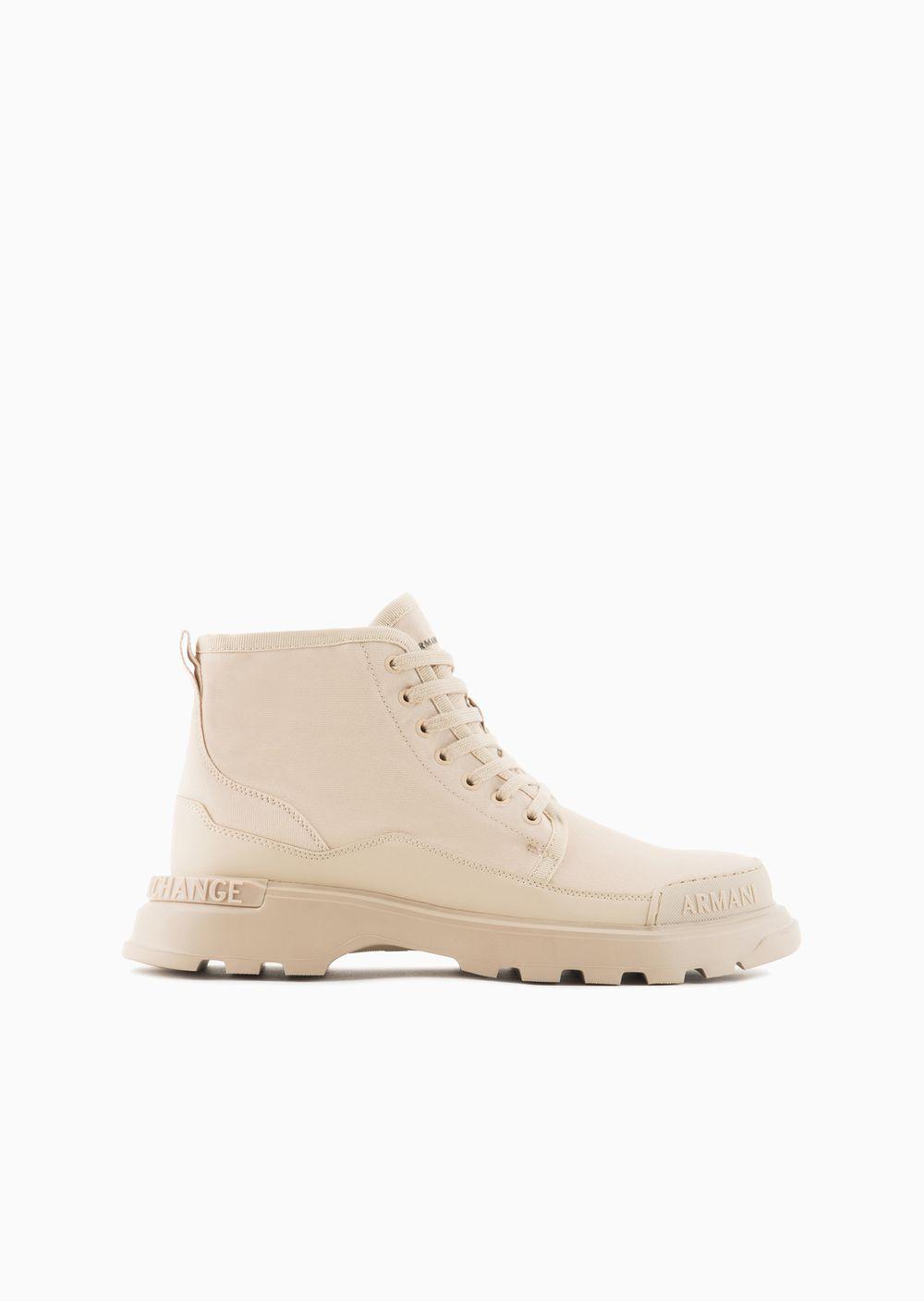 ARMANI EXCHANGE Cotton Canvas Combat Boots With Coated Rubber in ...