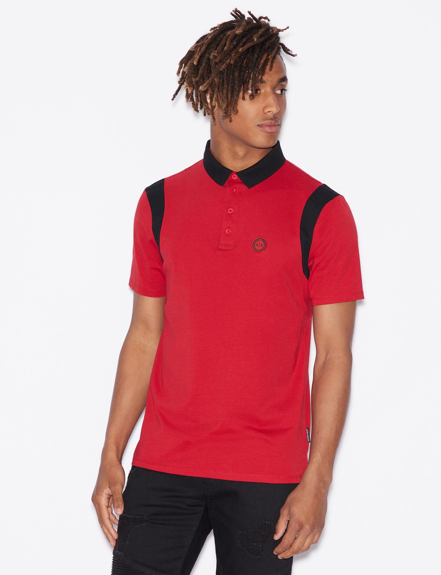Download Armani Exchange Cotton Short-sleeved Polo in Red for Men ...