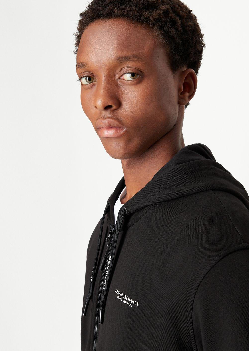 Armani Exchange Armani Exchange - Milano New York Zip Up Hooded Sweatshirt  in Black for Men | Lyst