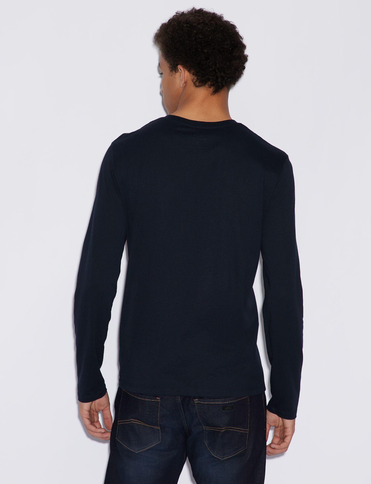 Armani Exchange Long Sleeve Pima Cotton Tshirt in Navy Blue (Blue) for