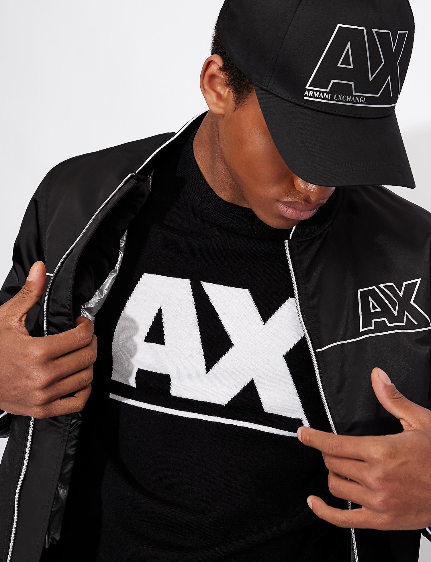 Armani Exchange Synthetic Crew-neck Jumper With Oversized Jacquard Logo in  Black for Men - Lyst