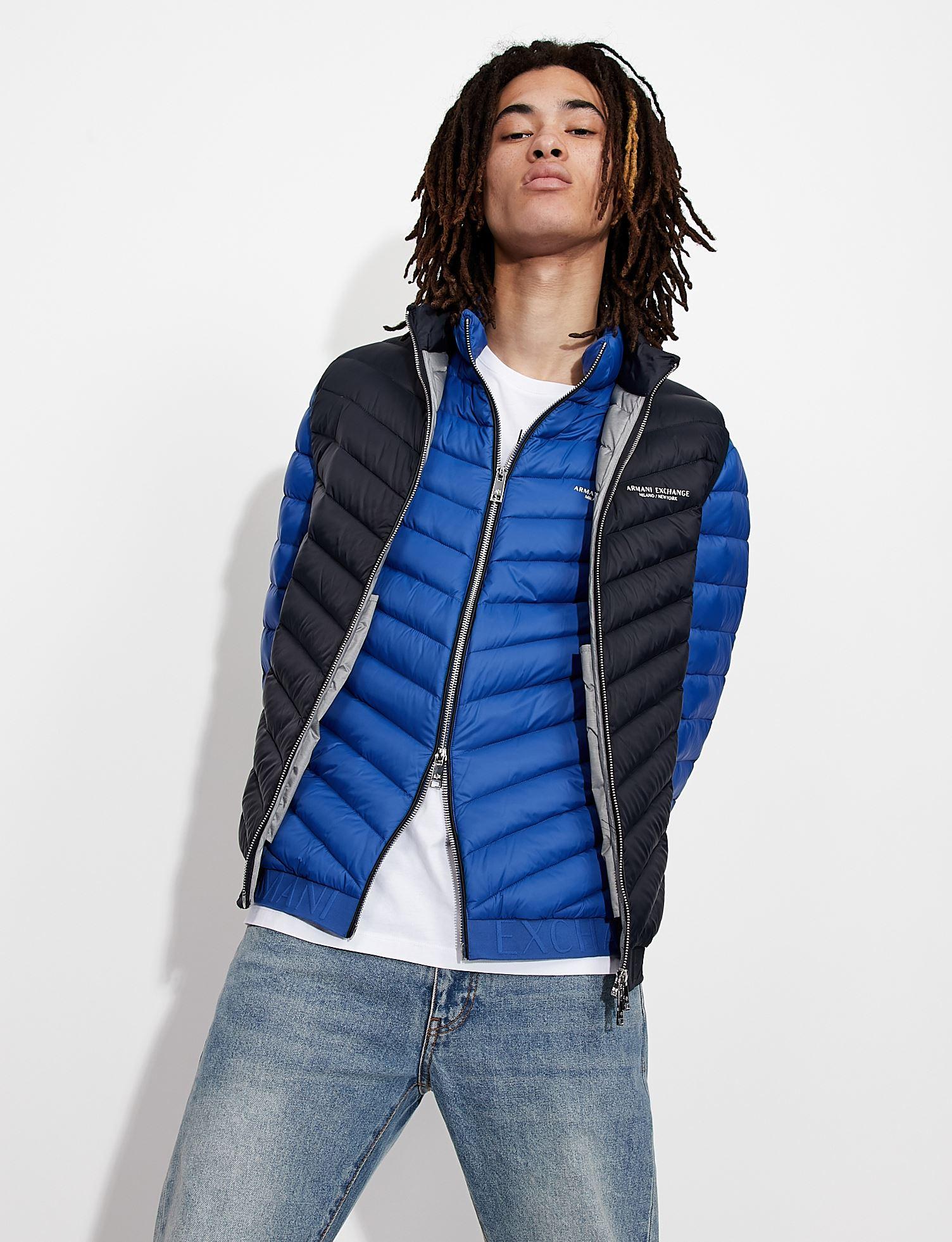 Armani Exchange Milano New York Puffer Jacket in Blue for Men | Lyst