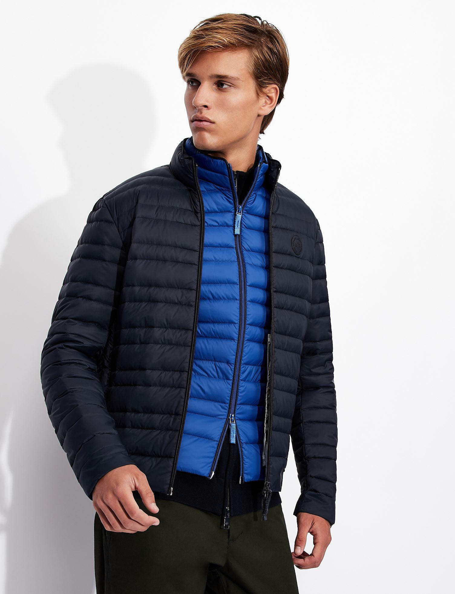 Flipper hemel klif Armani Exchange Packable Puffer Down Jacket in Blue for Men | Lyst
