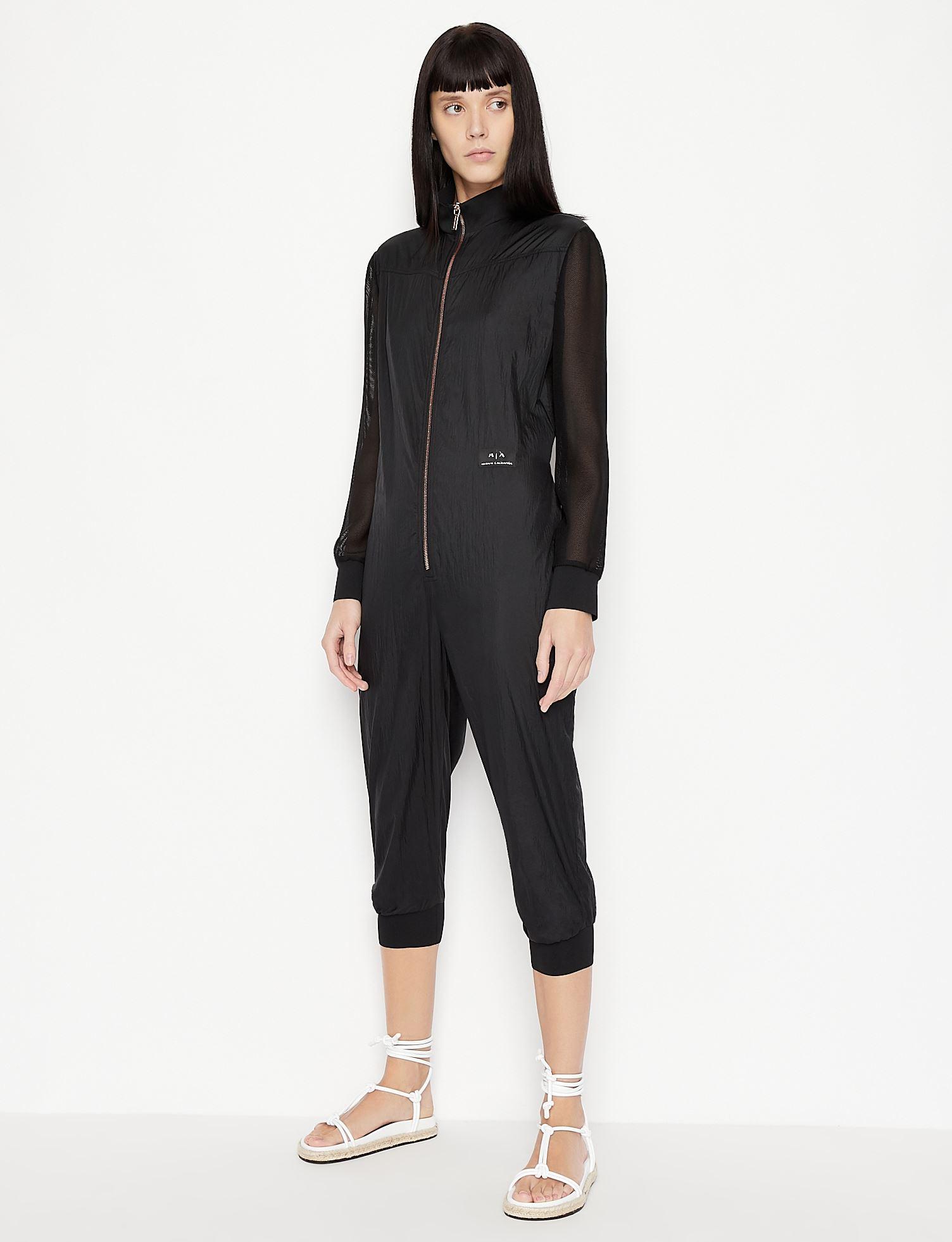 Armani Exchange Synthetic Nylon Jumpsuit in Black | Lyst