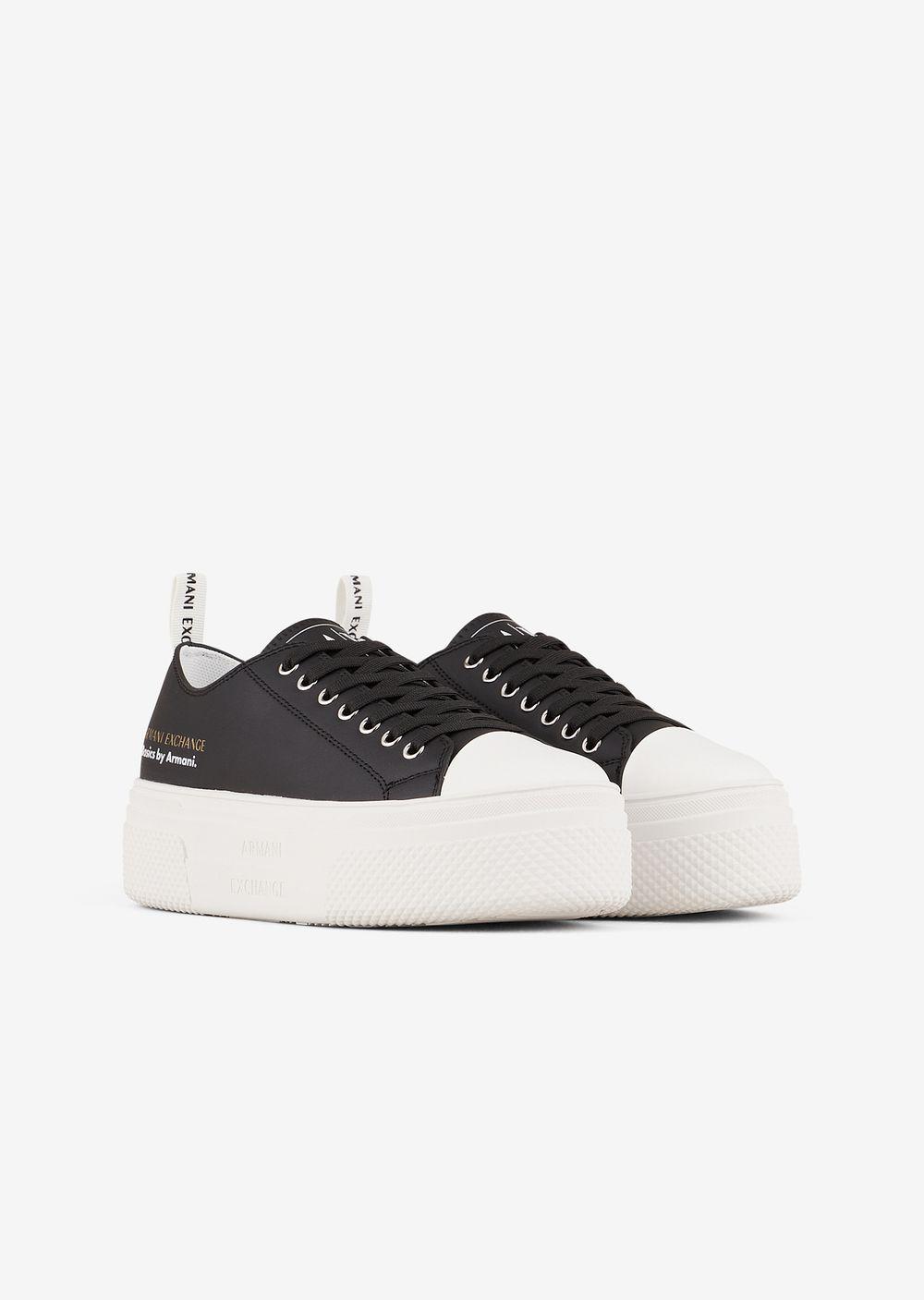 Armani Exchange Basics By Armani Platform Leather Sneakers in Black | Lyst