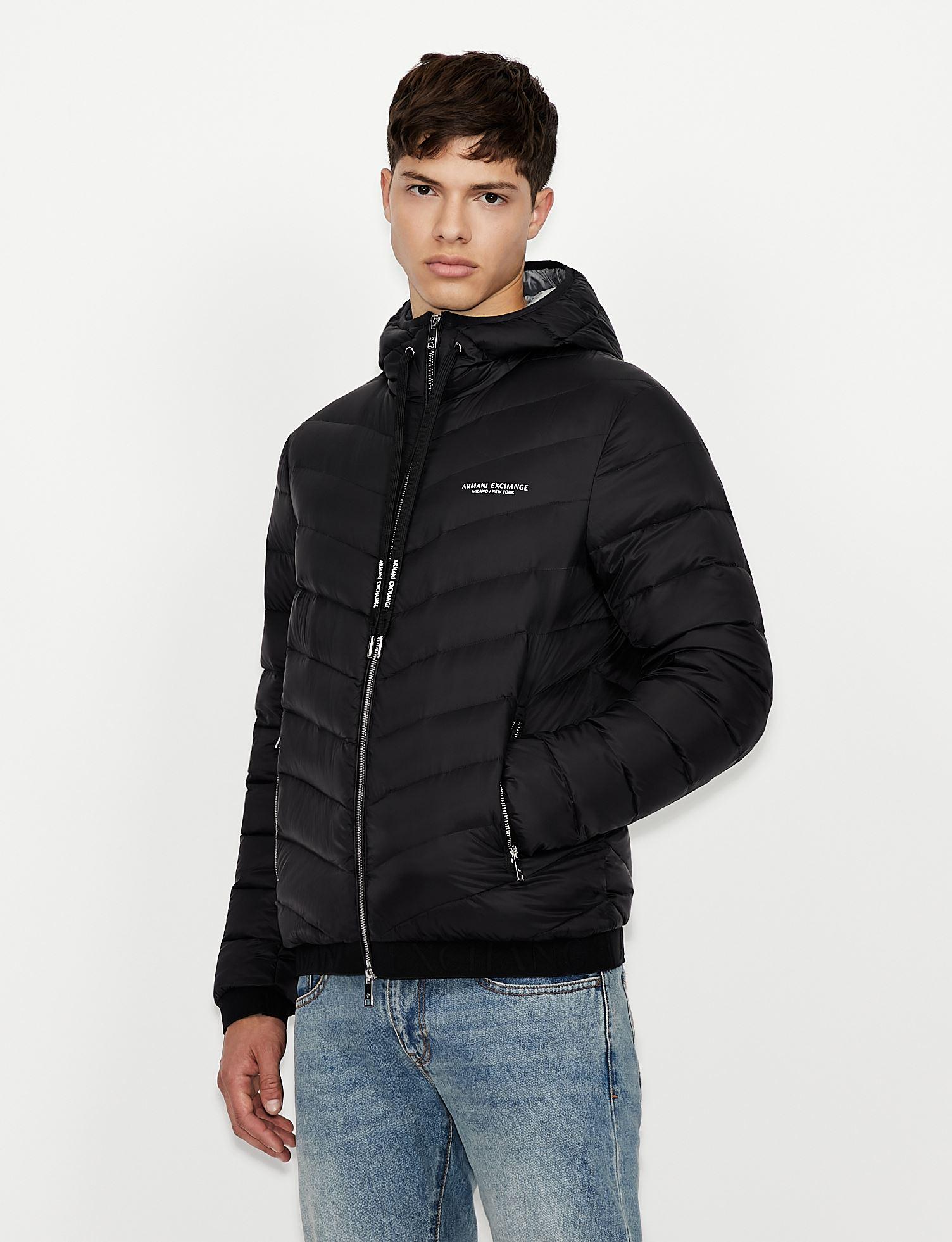 Armani Exchange Puffer Jacket in Black for Men Lyst