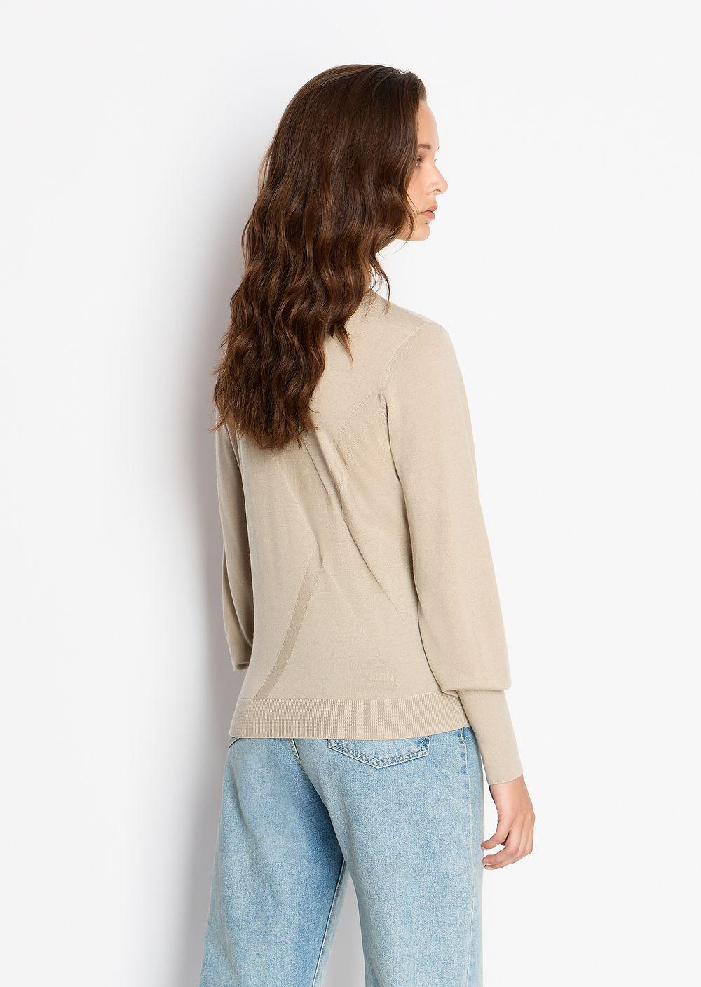 Armani Exchange Knitted Merino Wool Crew Neck Sweater in Natural | Lyst