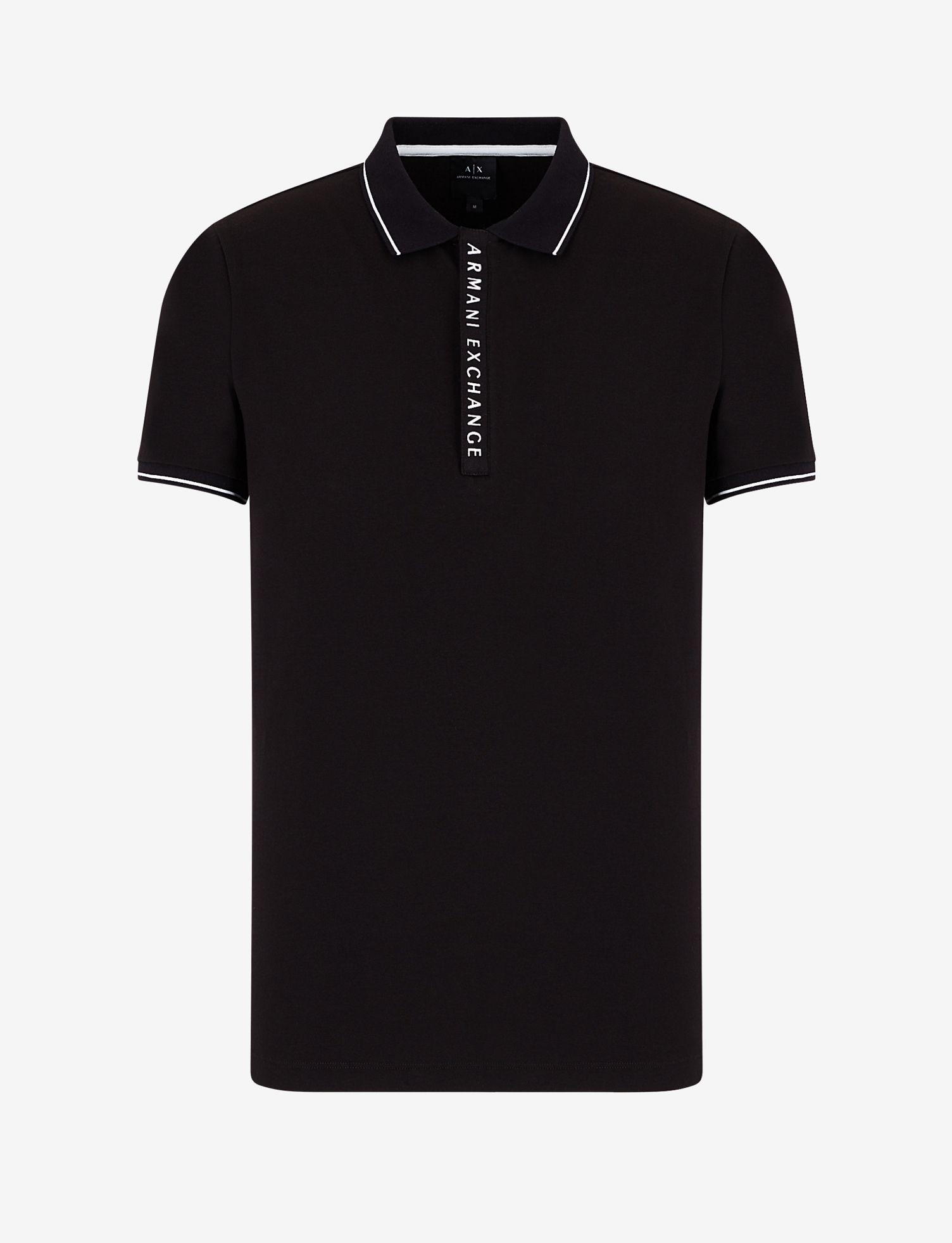 Armani Exchange Cotton Polo With Logo Lettering in Black for Men - Lyst
