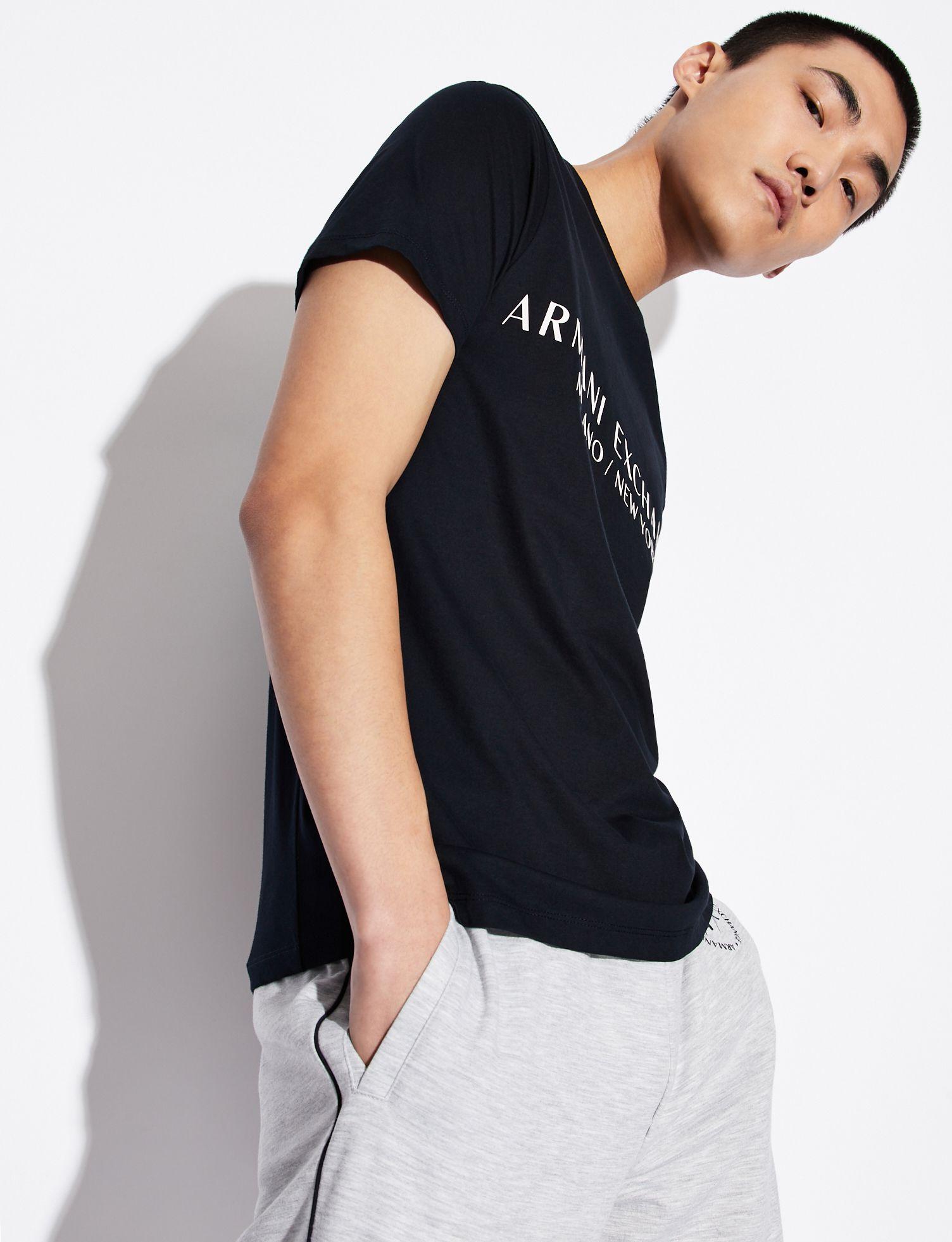 Armani Exchange Cotton Regularfit Tee in Navy Blue (Blue) for Men Lyst