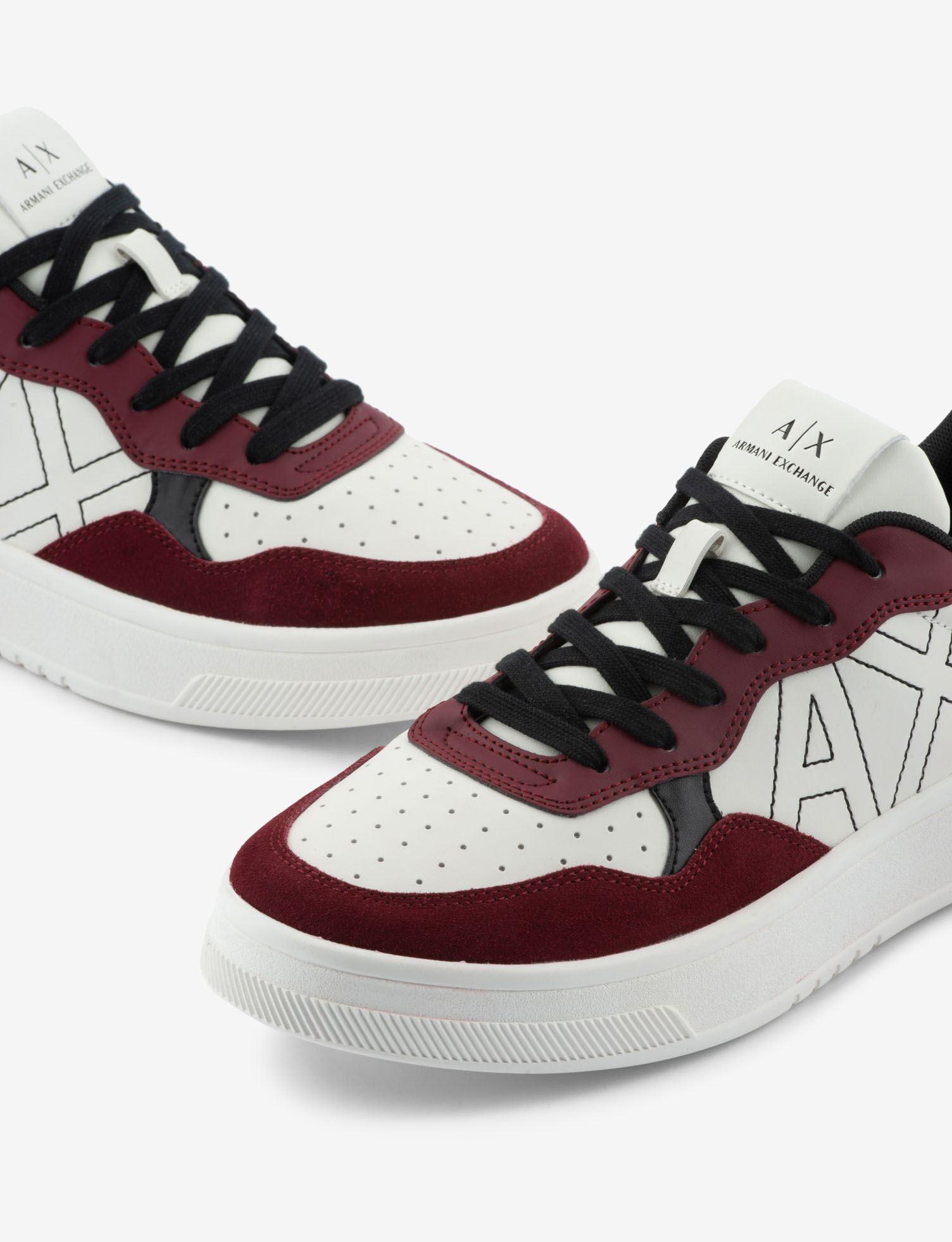 Armani Exchange Suede Stitched Logo Sneakers in White for Men | Lyst