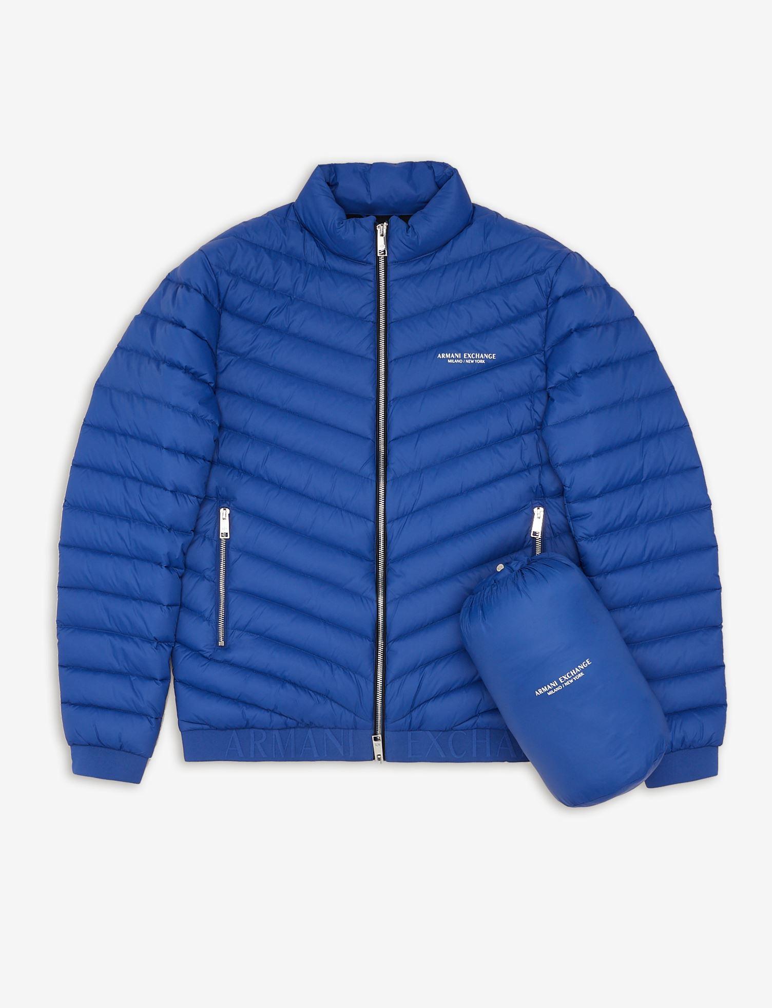 Armani Exchange Milano New York Puffer Jacket in Blue for Men | Lyst