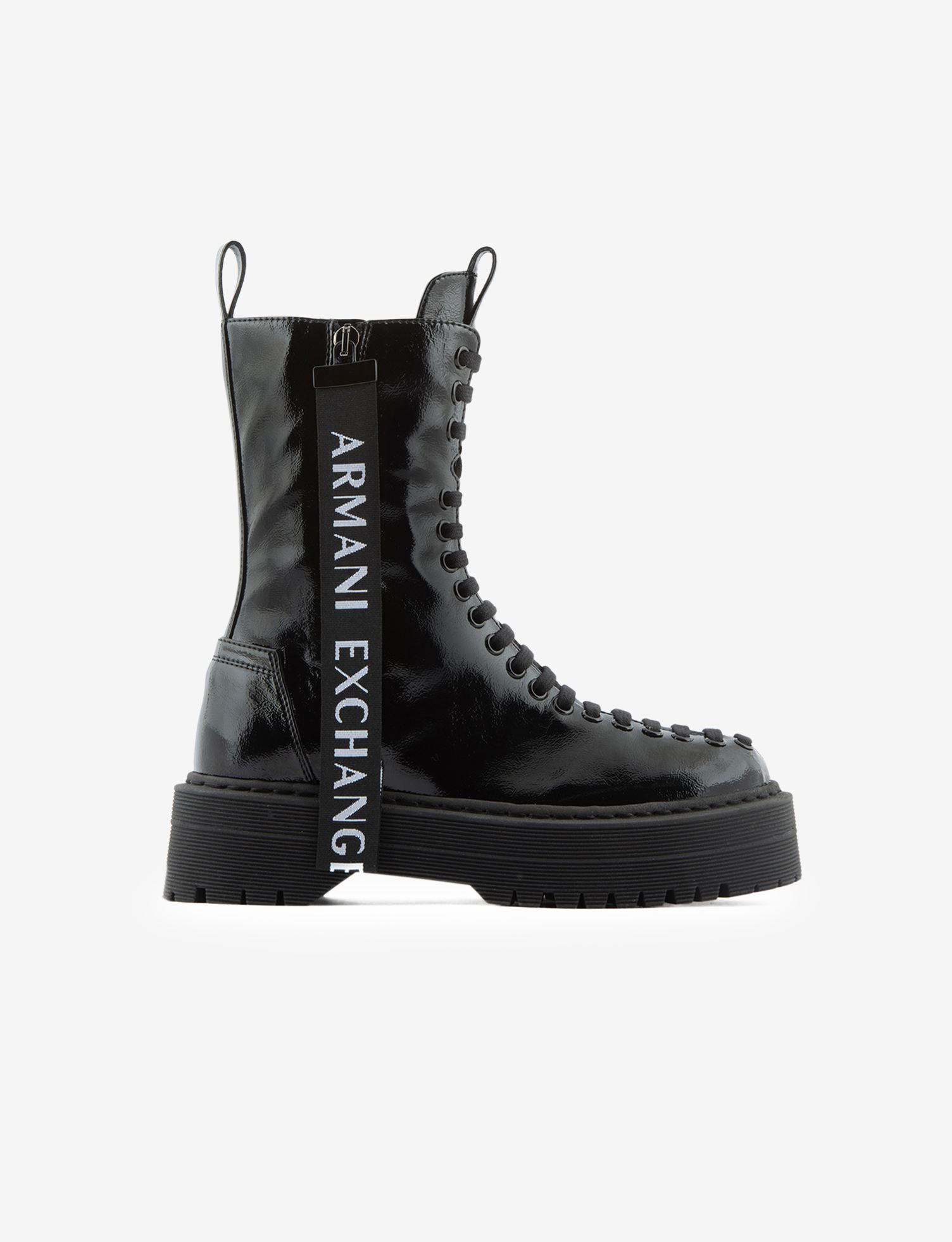 Armani Exchange Tall Combat Boot in Black | Lyst