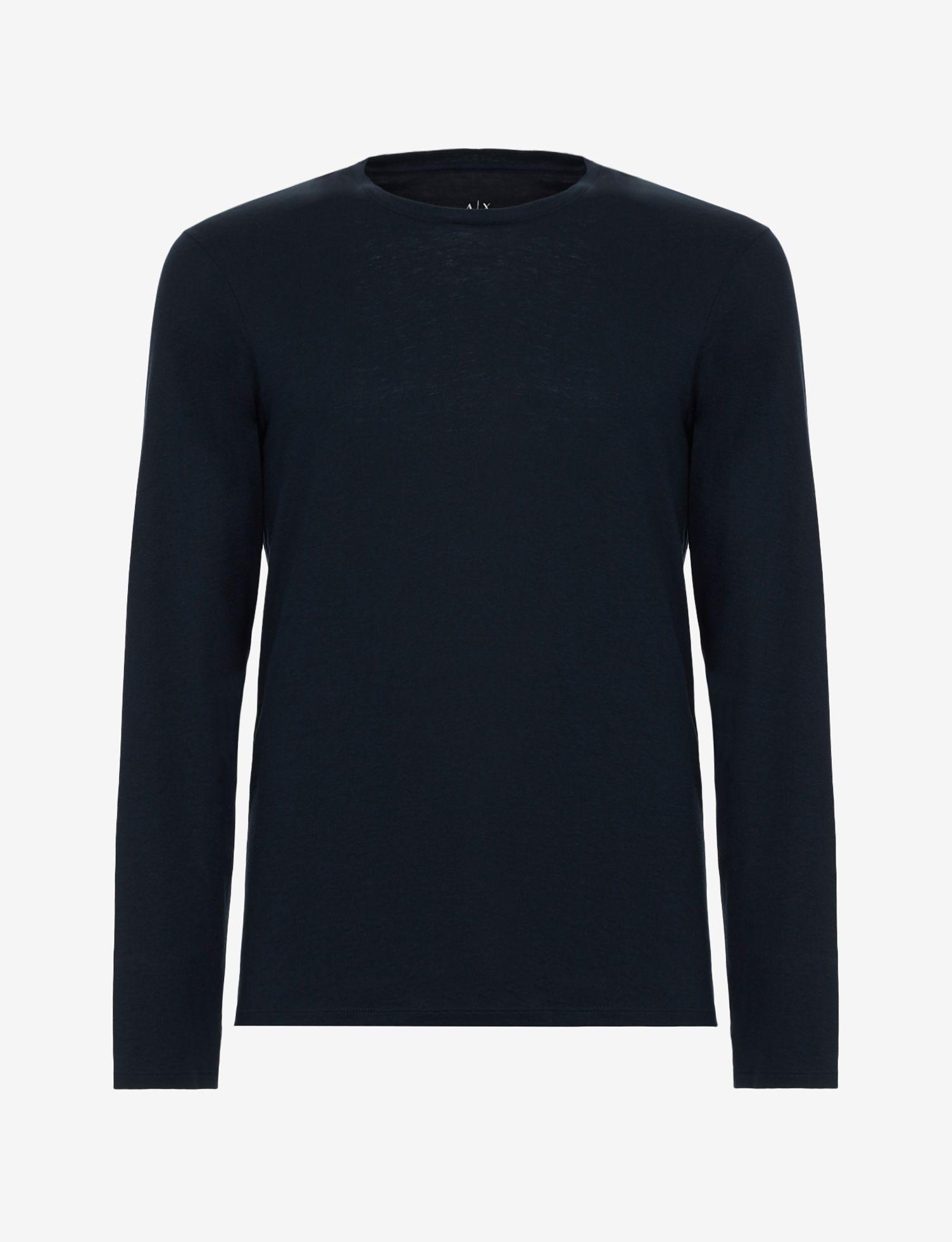 Armani Exchange Long Sleeve Pima Cotton T-shirt in Navy Blue (Blue) for ...