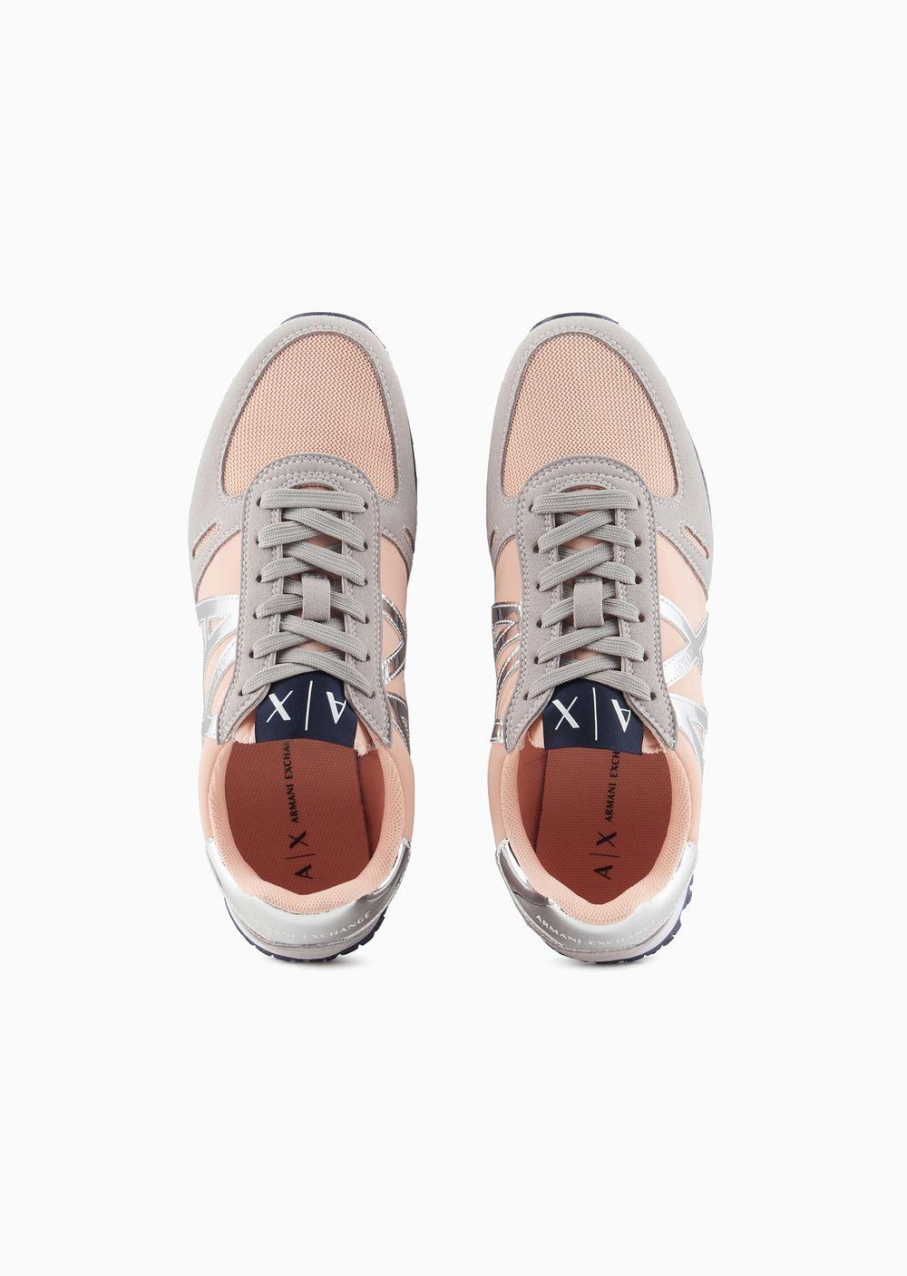 Giorgio Armani Microfiber Sneakers With Logo in White Lyst