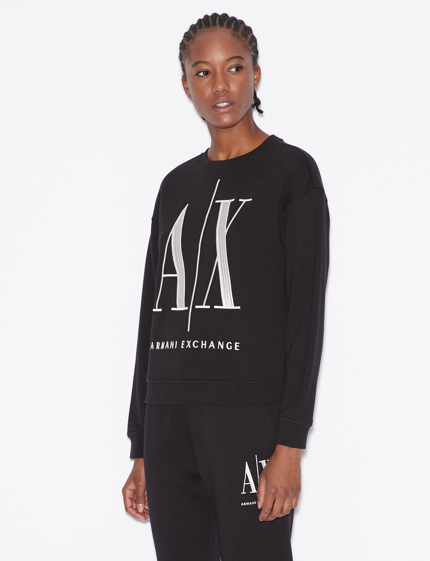 Armani Exchange Cotton Icon Logo Sweatshirt in Black - Lyst