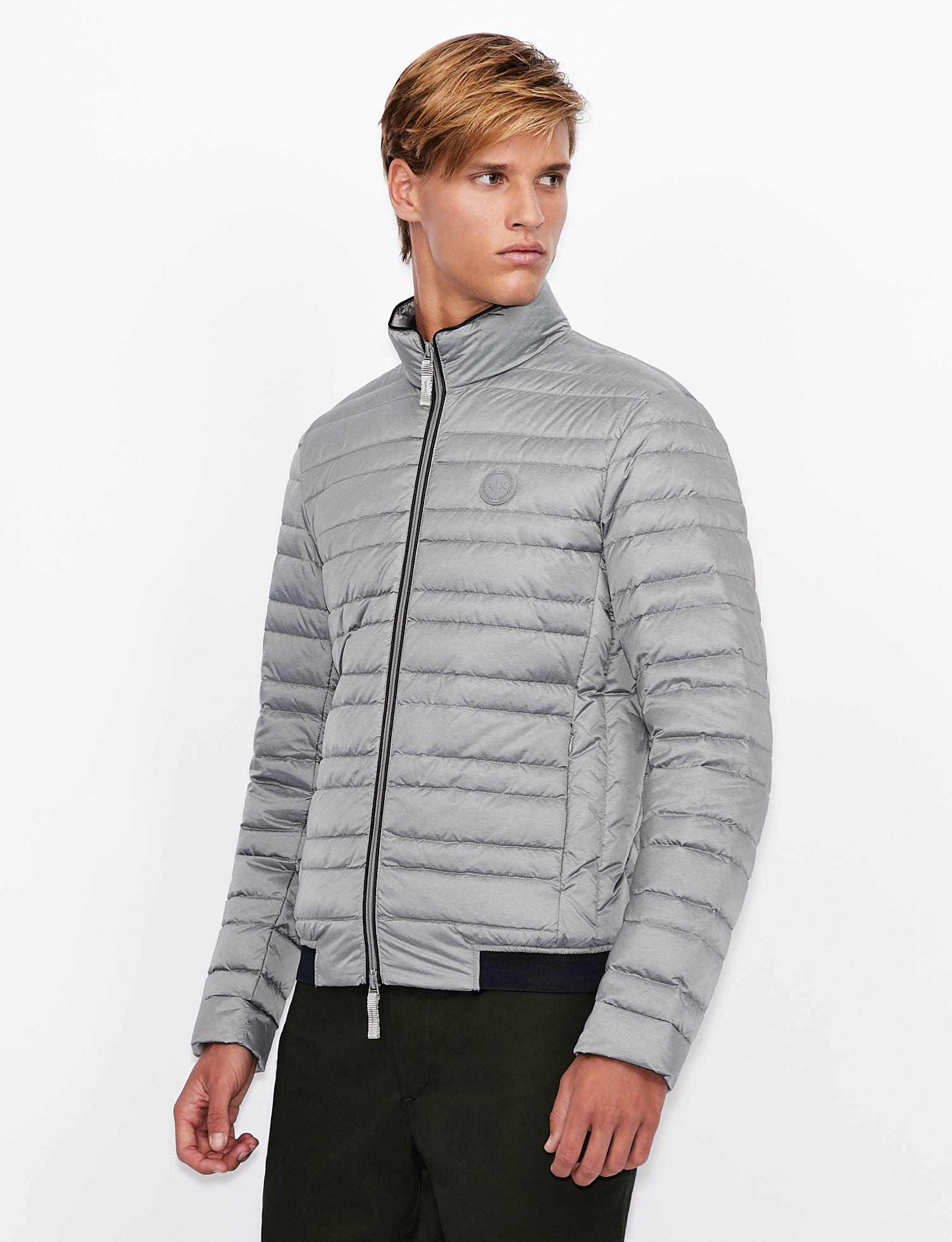 Armani Exchange Packable Puffer Jacket in Gray for Men | Lyst