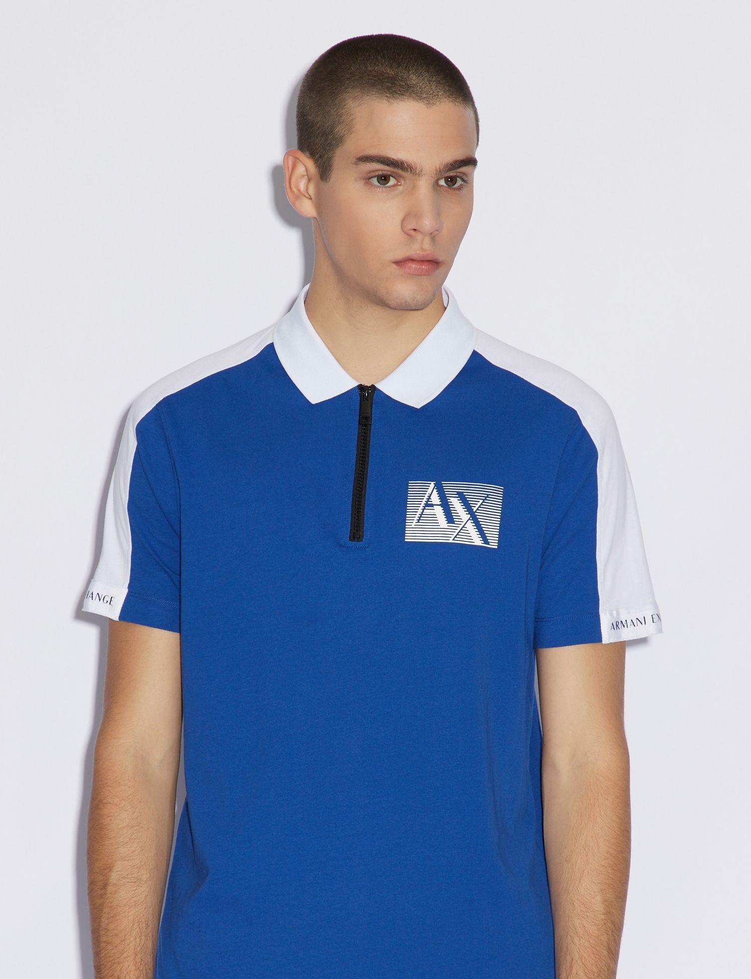 Armani Exchange Bicolour Polo Shirt in Blue for Men Lyst