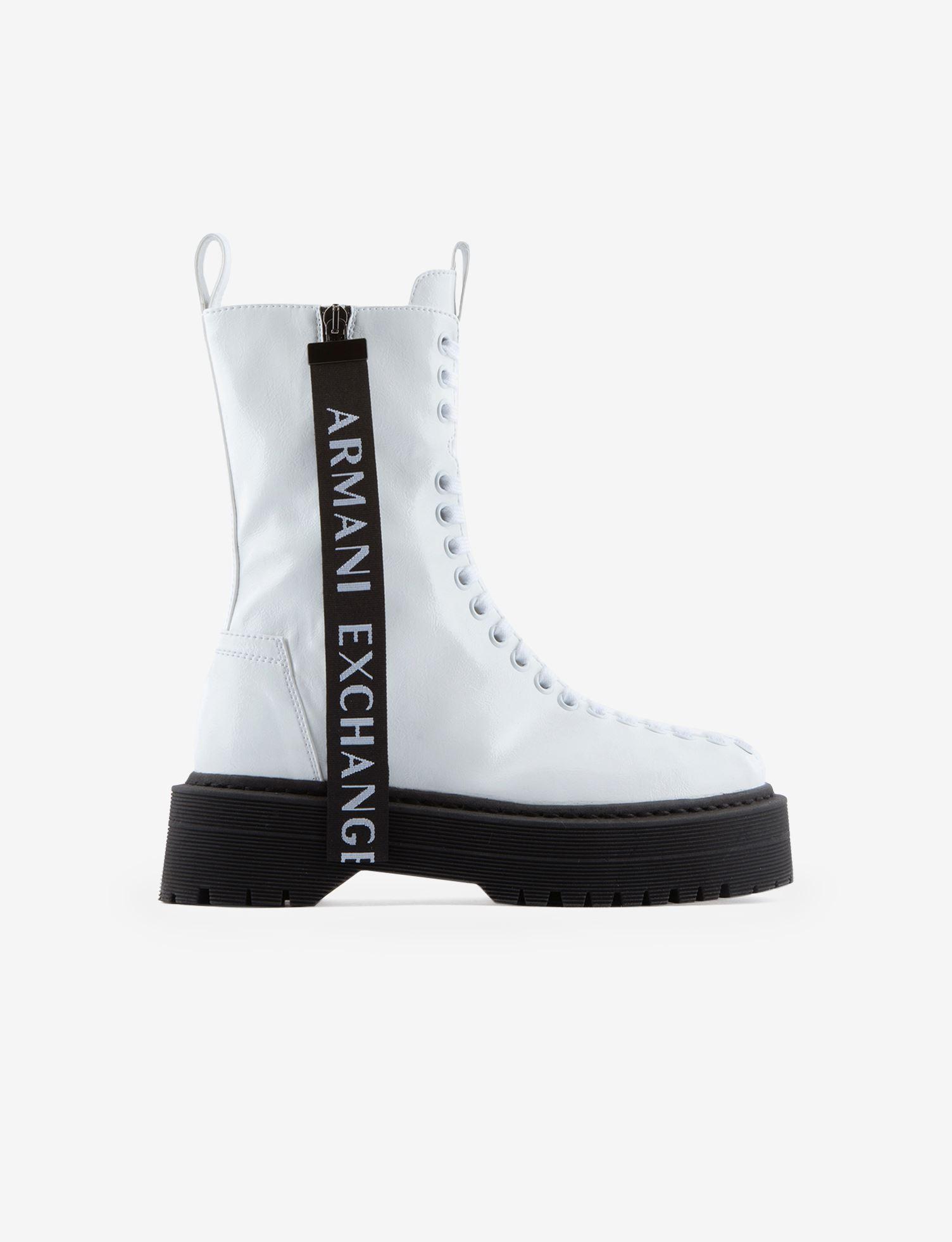 Armani Exchange Tall Combat Boot in White Lyst