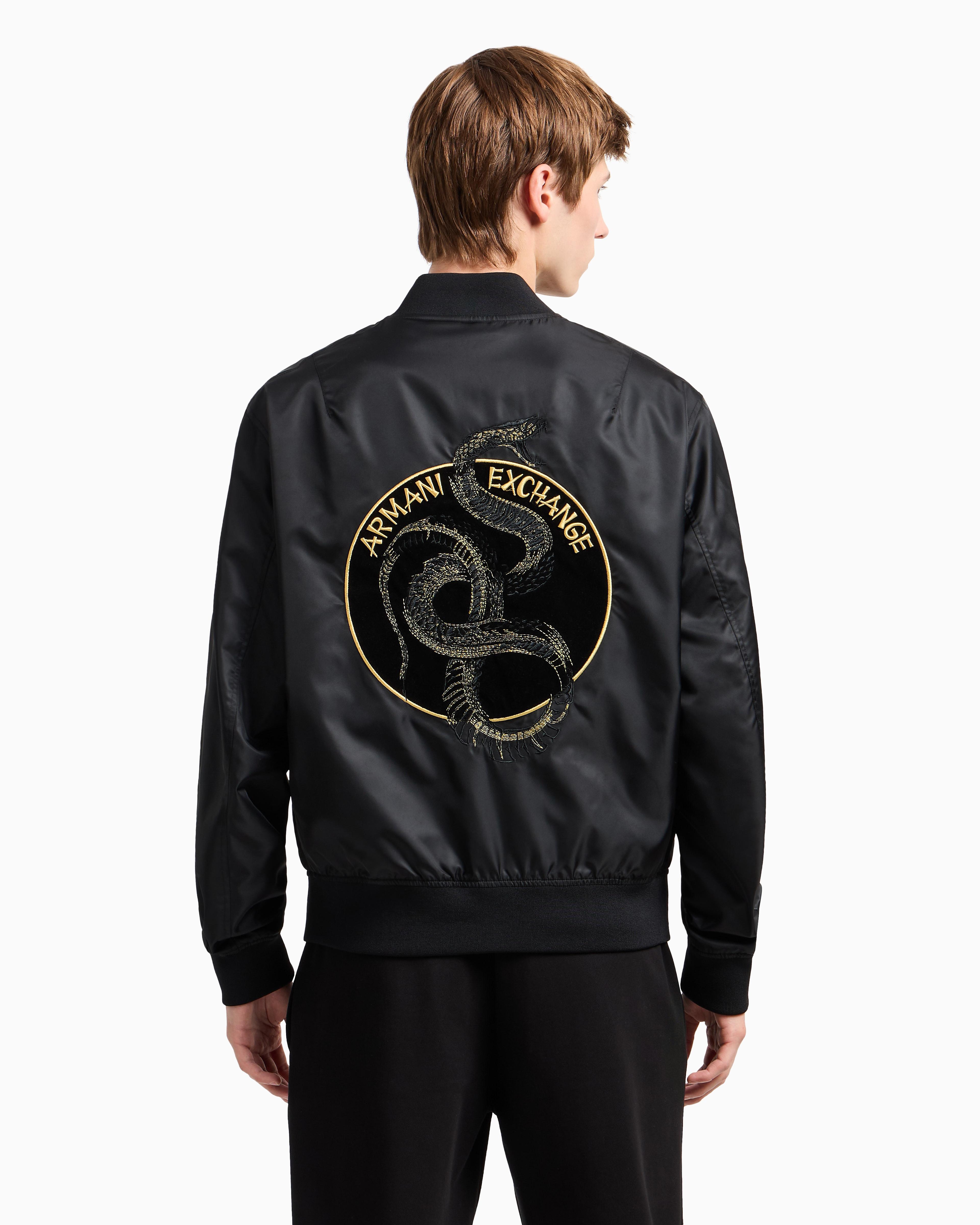 ARMANI EXCHANGE Reversible Satin Bomber in Blue for Men | Lyst UK