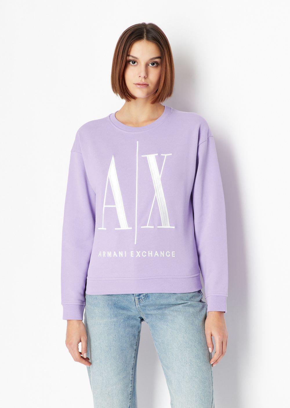 Armani Exchange French Terry Fabric Sweatshirt in Purple | Lyst