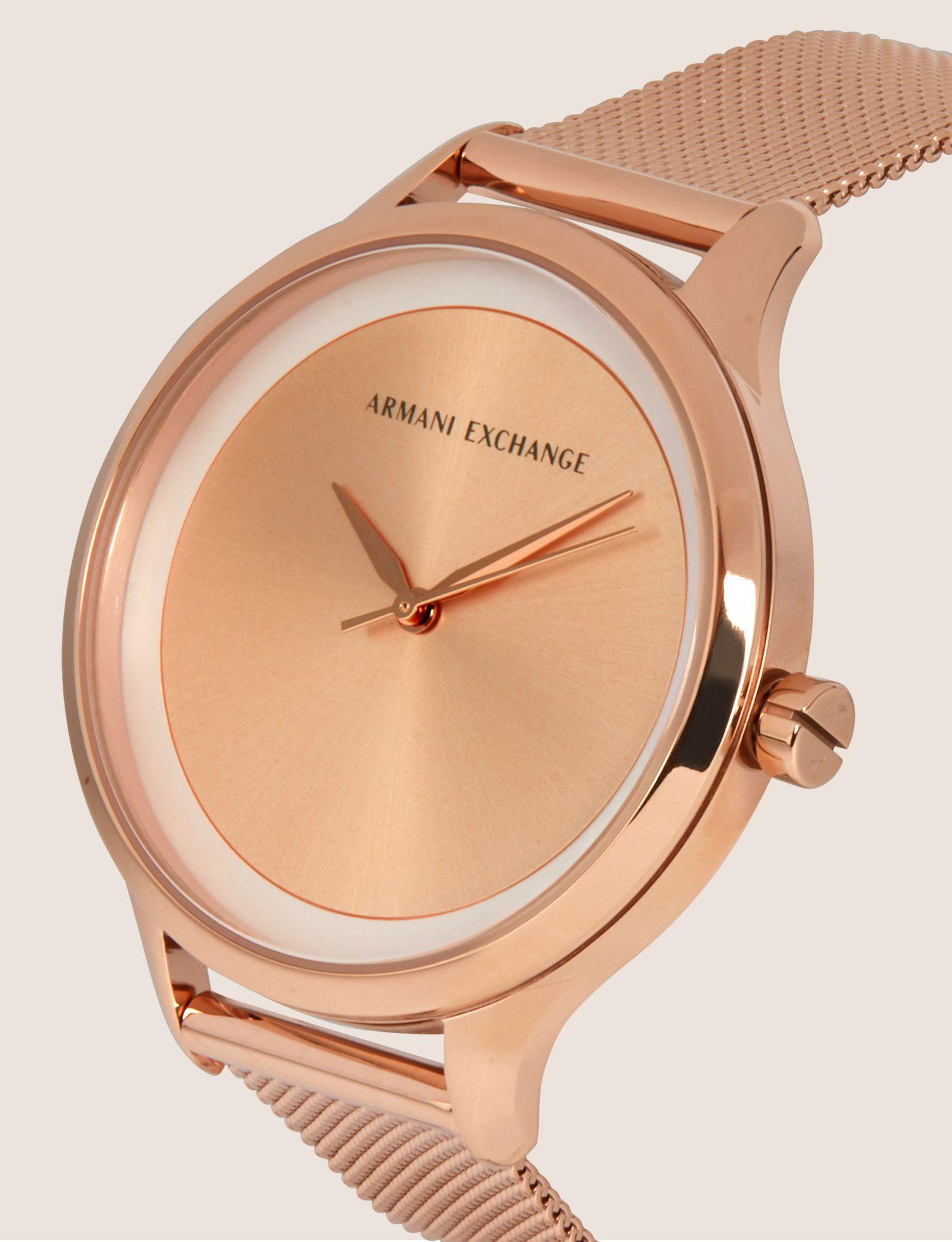 armani exchange rose gold watch ladies