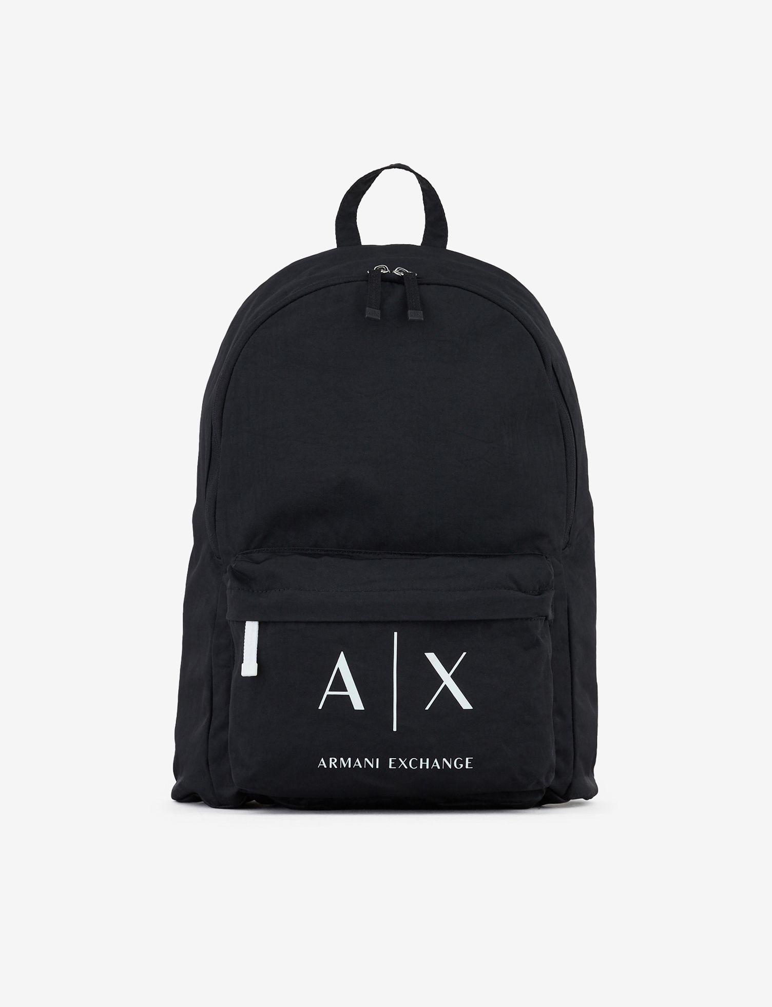 Armani Exchange Synthetic Logo Backpack in Black for Men - Lyst