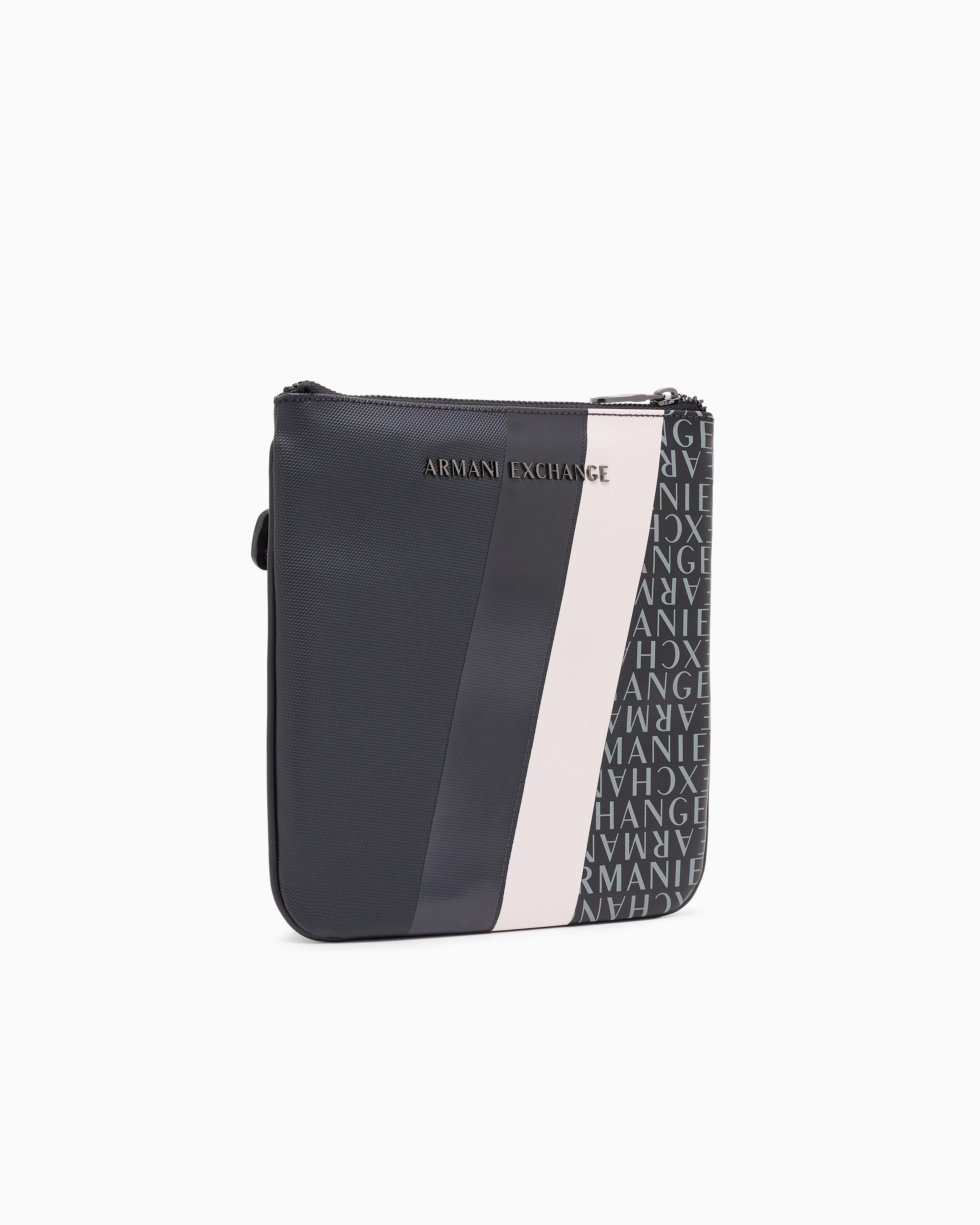 ショルダーバッグ A|X Armani Exchange MONOGRAM AND STRIPE FLAT SHOULDER BAG ARMANI EXCHANGE Monogram And Stripe Flat Shoulder Bag in