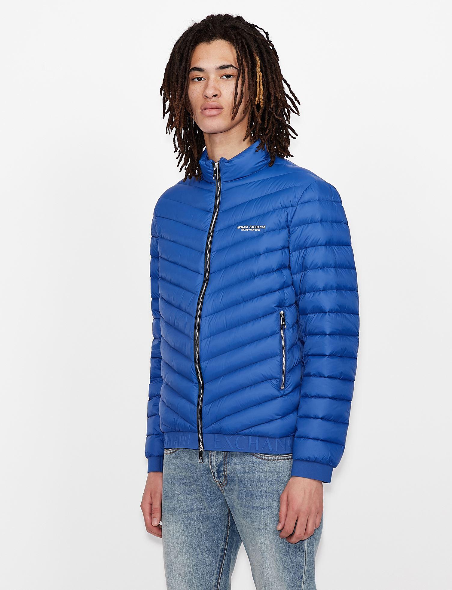 Armani Exchange Milano New York Puffer Jacket in Blue for Men | Lyst