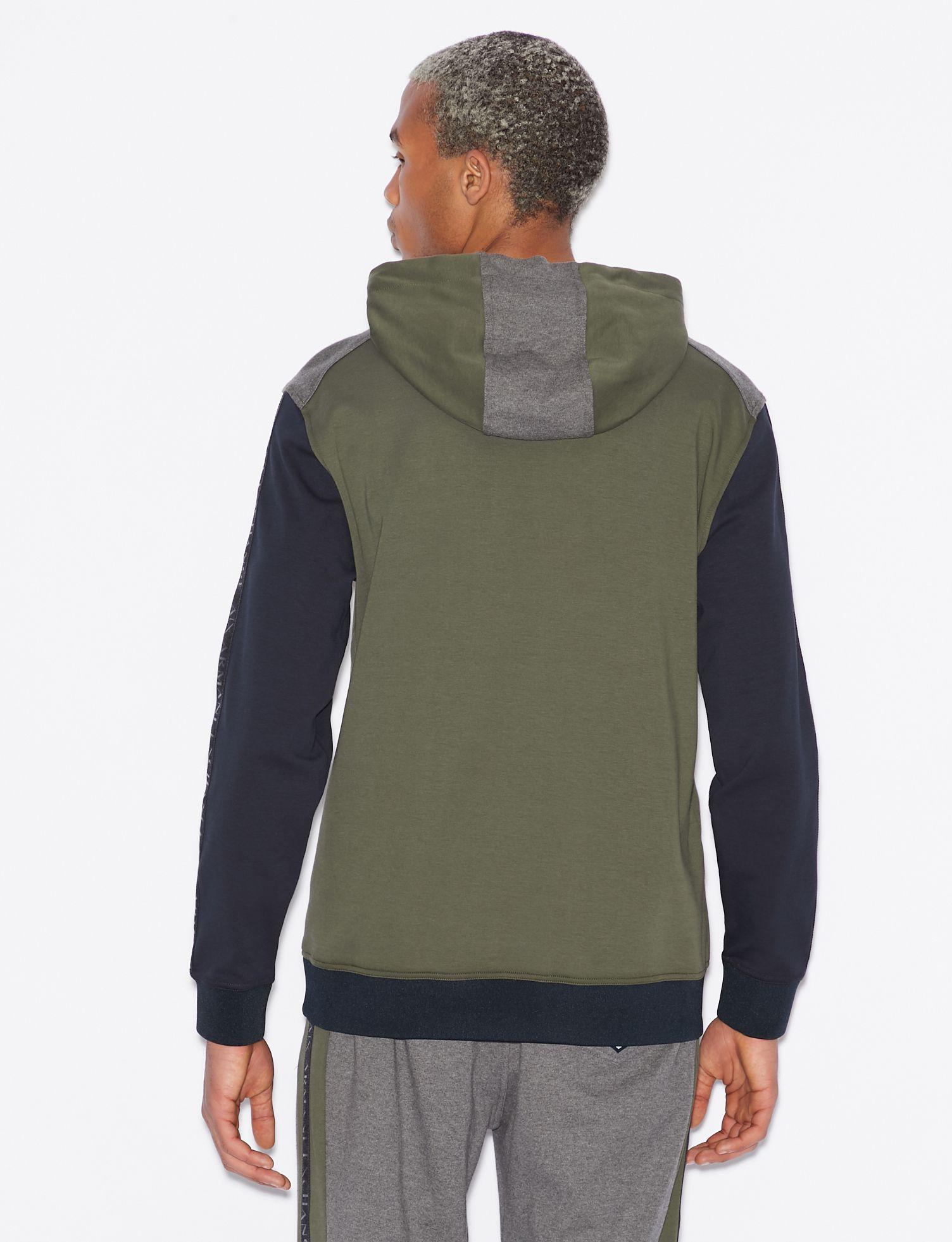 Armani Exchange Cotton Two-toned Hoodie in Dark Green (Green) for Men ...