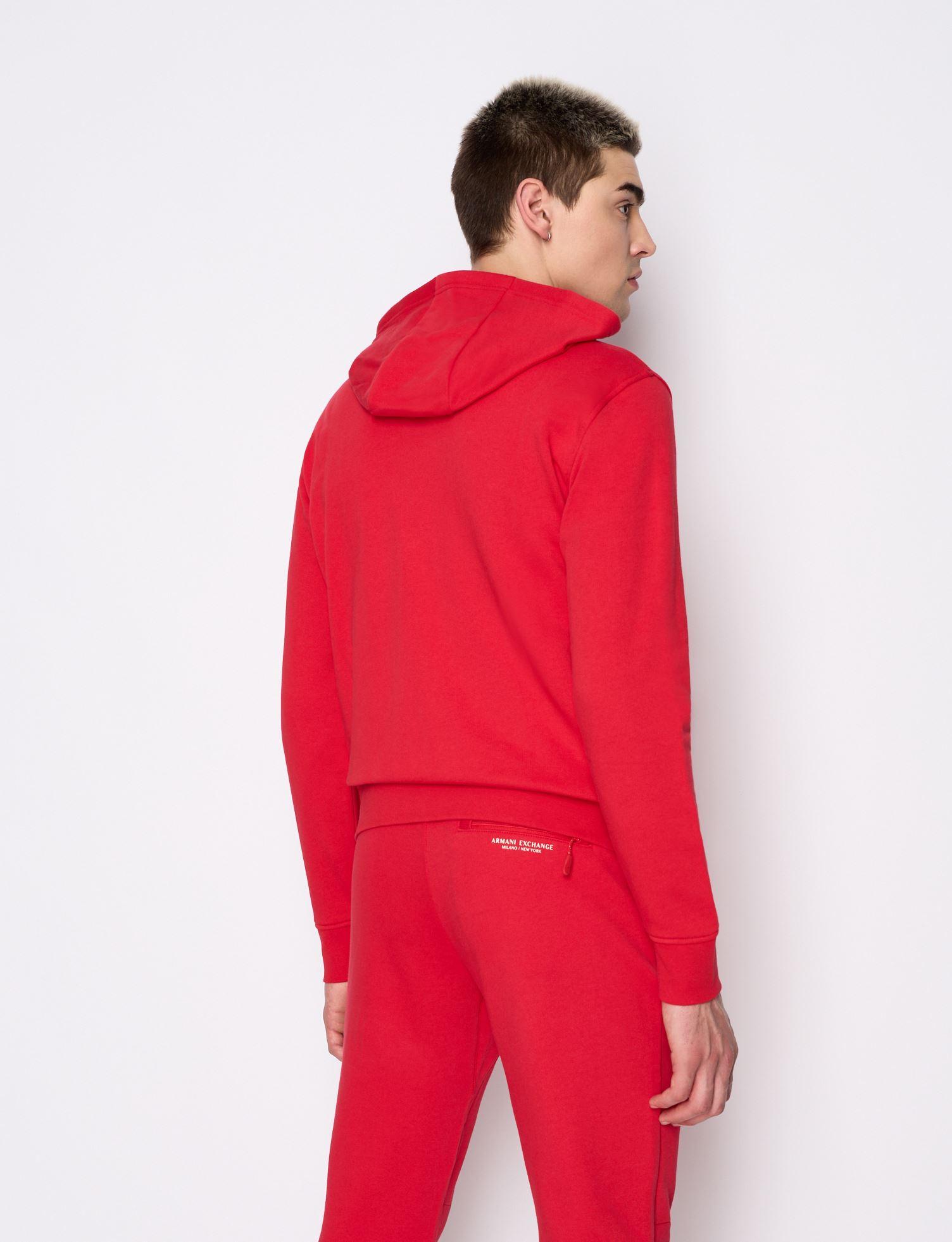 Armani Exchange Milano New York Zip Up Hooded Sweatshirt in Red for Men Lyst