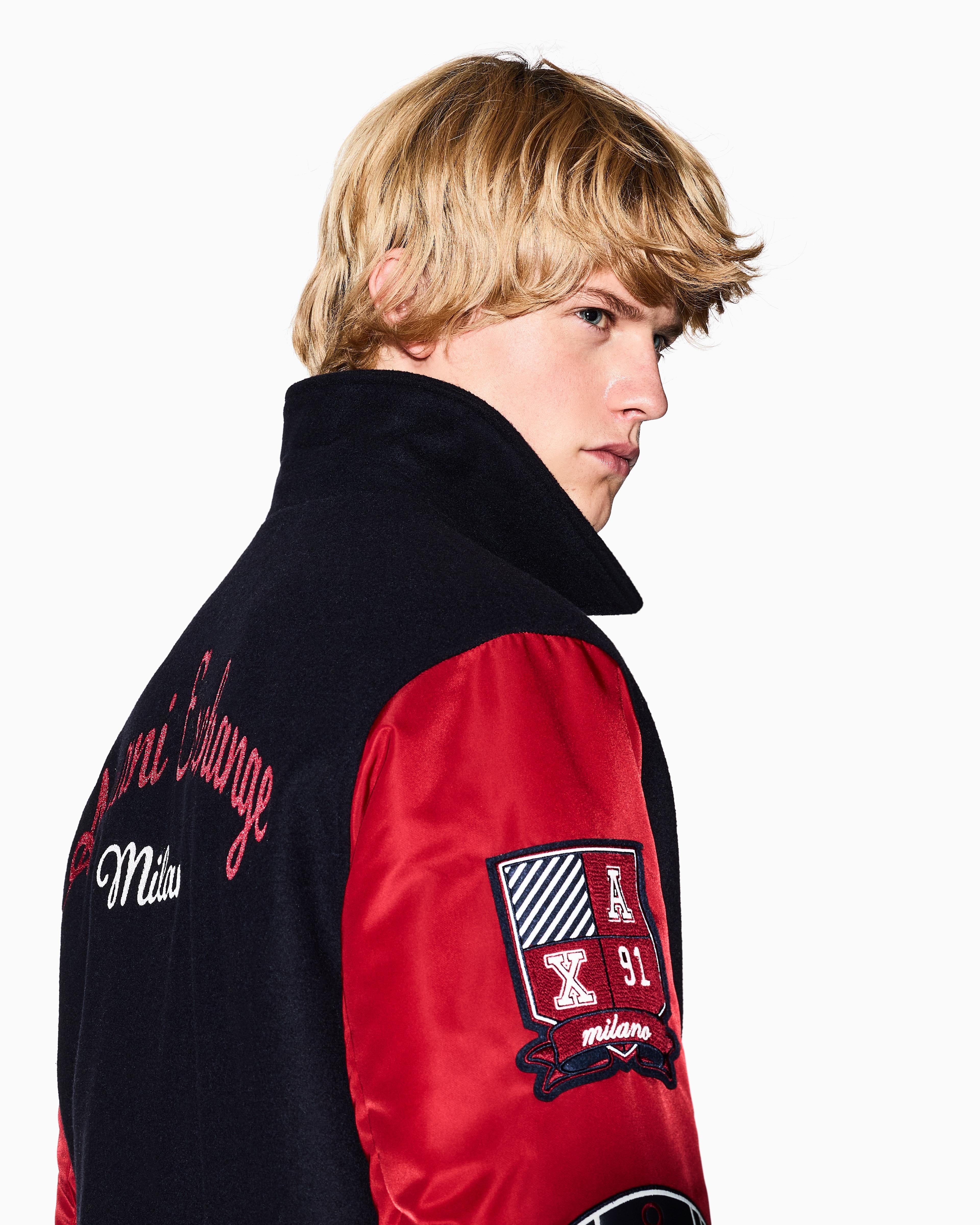 ARMANI EXCHANGE College Bomber Jacket With Patch in Red for Men | Lyst