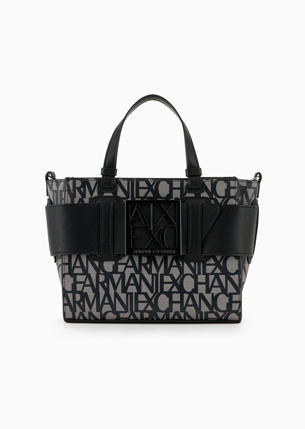 Armani exchange black patent tote bag best sale