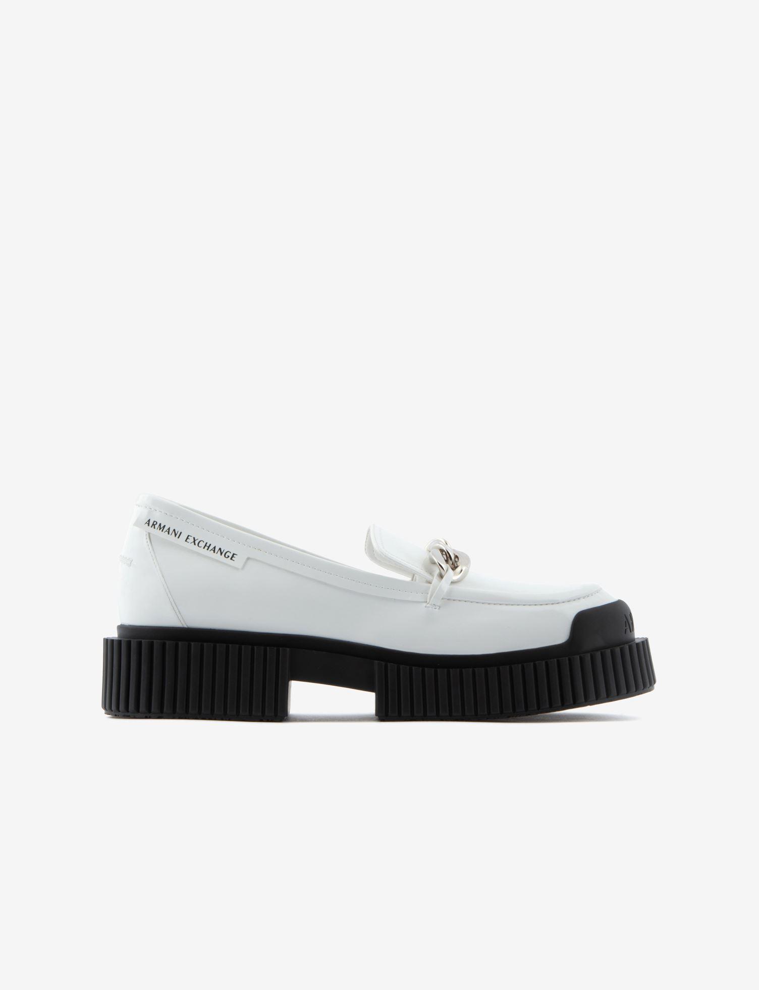 Armani Exchange Patent Leather Loafers in White Lyst
