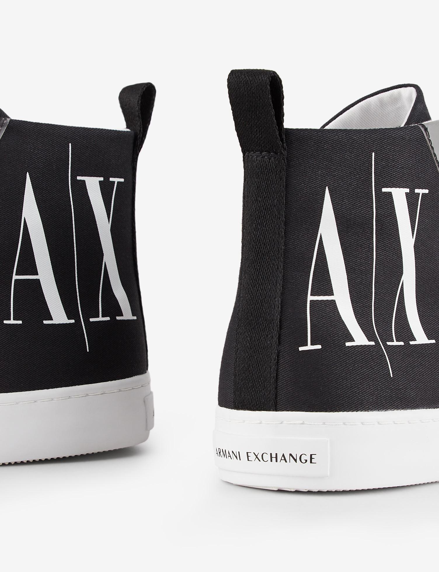 Armani Exchange Icon Logo High Top Sneakers in Black for Men | Lyst