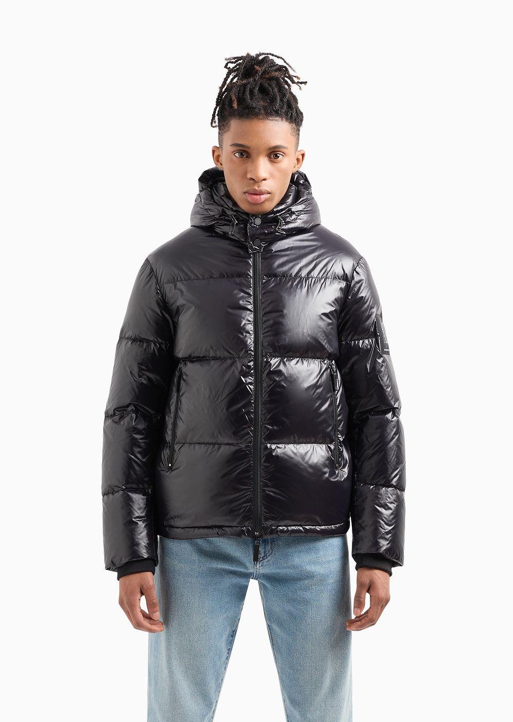 ARMANI EXCHANGE Full Zip Down Jacket With Hood in Black for Men Lyst