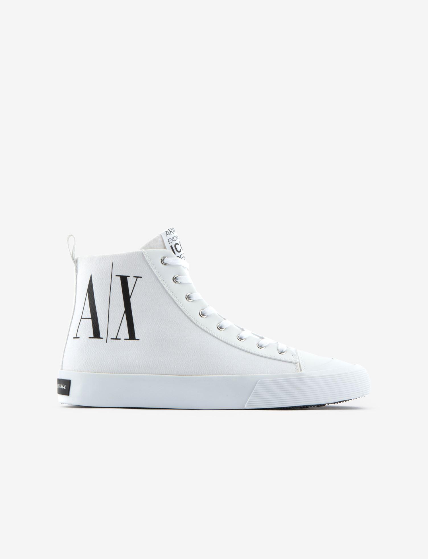 Armani Exchange Icon Logo High Top Sneakers in White for Men | Lyst